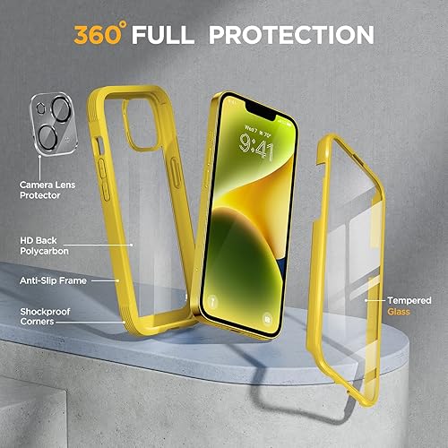 Miniatura 2 de Miracase Glass Series - Funda diseñada para iPhone 14 de 6.1 pulgadas, funda transparente de cuerpo completo con protector de pantalla de vidrio