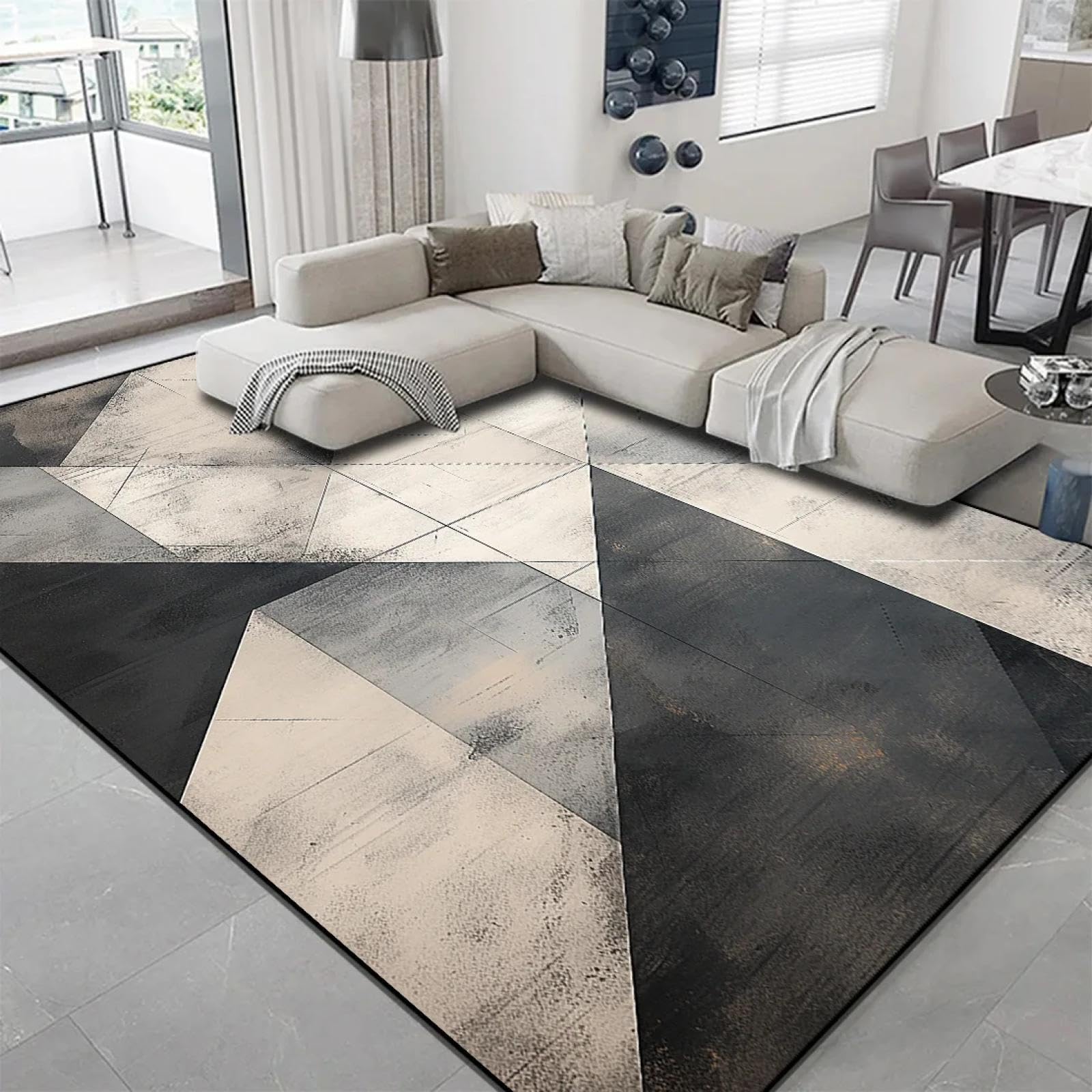Tapis de salon géométrique moderne 180x250 cm en flanelle pour chambre
