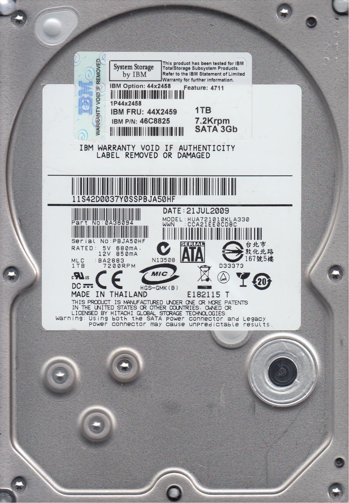 hua721010kla330、PN 0?a36002、MLC ba2897、Hitachi 1tb SATA 3.5ハードドライブ Amazon.com: Hitachi Ultrastar A7K1000 HUA721010KLA330 1TB