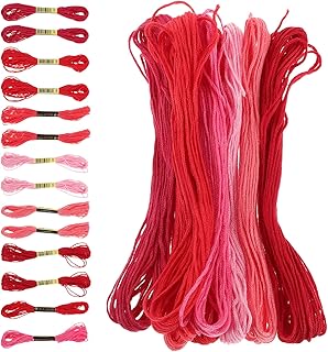 Hohopeti 64 Rollos Hilos para Bordar Rojo de Colores Mezclados para Patchwork Pulseras y Decoración con Cordón Trenzado Resistente para Proyectos Creativos