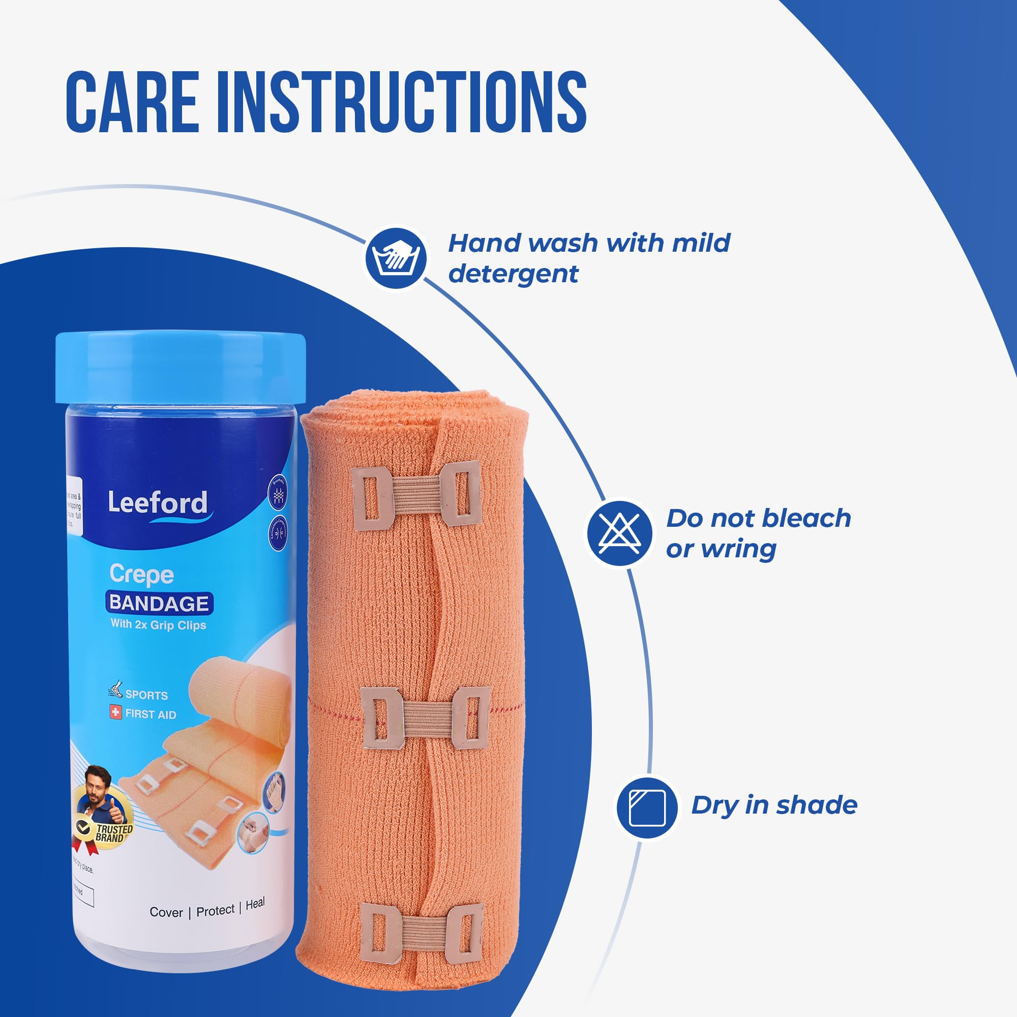 Leeford Crepe Bandage for Pain Relief | Elastic Compression Wrap