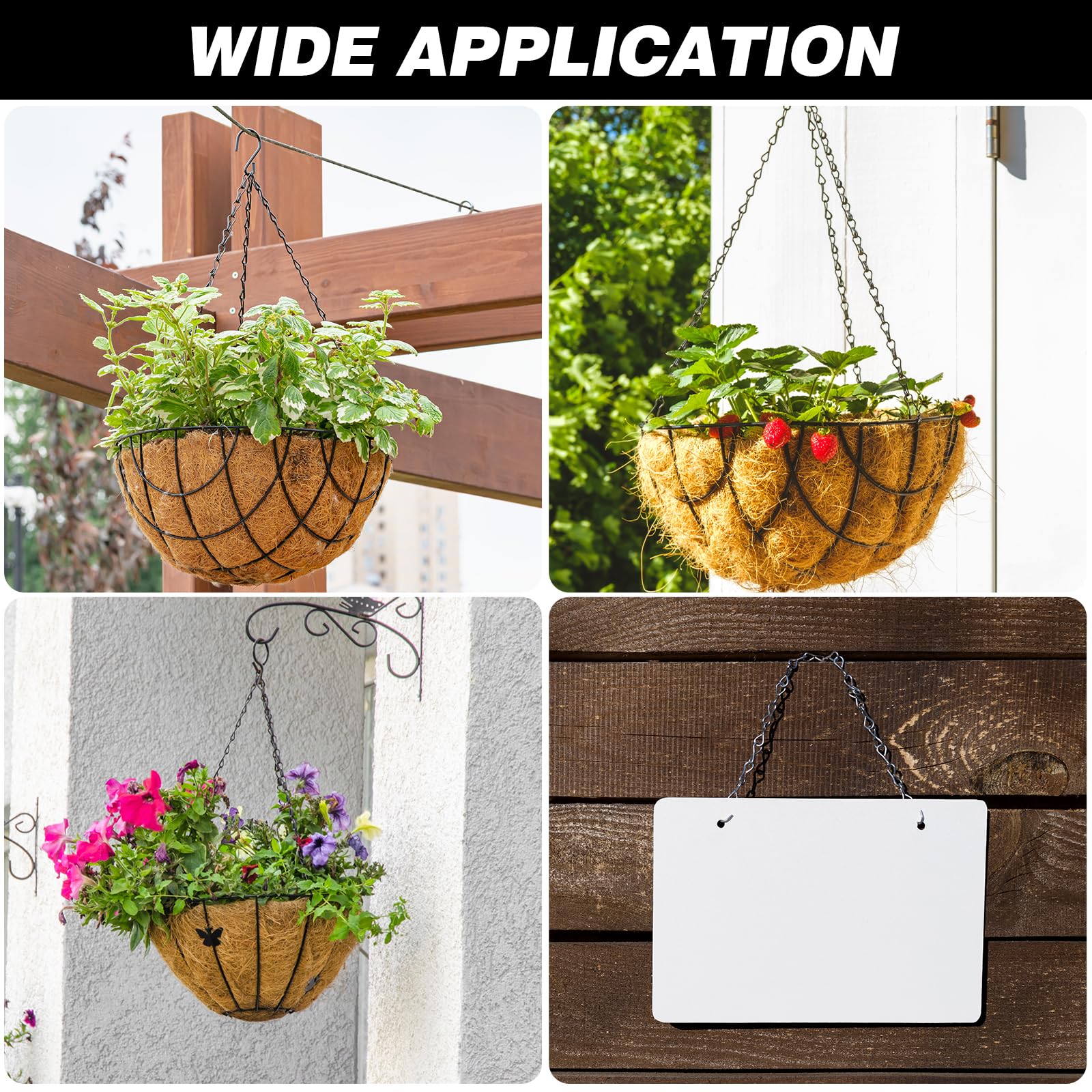 Ouligay 6 sztuk metalowych łańcuchów wiszących 50 cm, metalowy łańcuch do zawieszenia, czarny łańcuch na doniczkę, metalowy łańcuch do doniczki, domku dla ptaków, latarni, tablicy billboardowej
