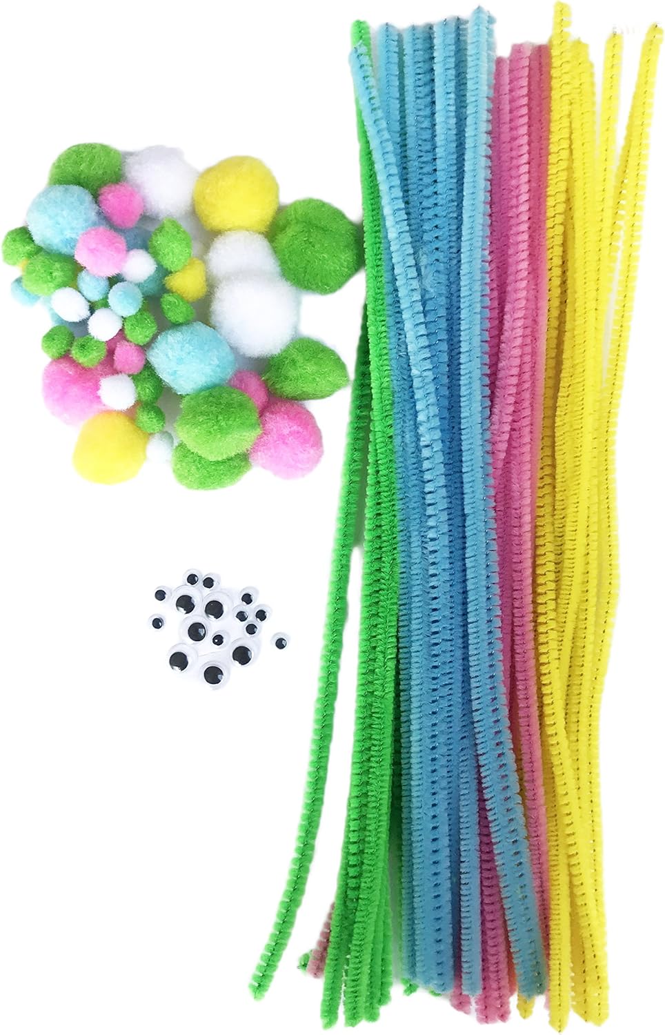 Easter Themed Crafting Chenille Stems Googly Eyes & Pompoms DIY Craft Set (102 Piece)
