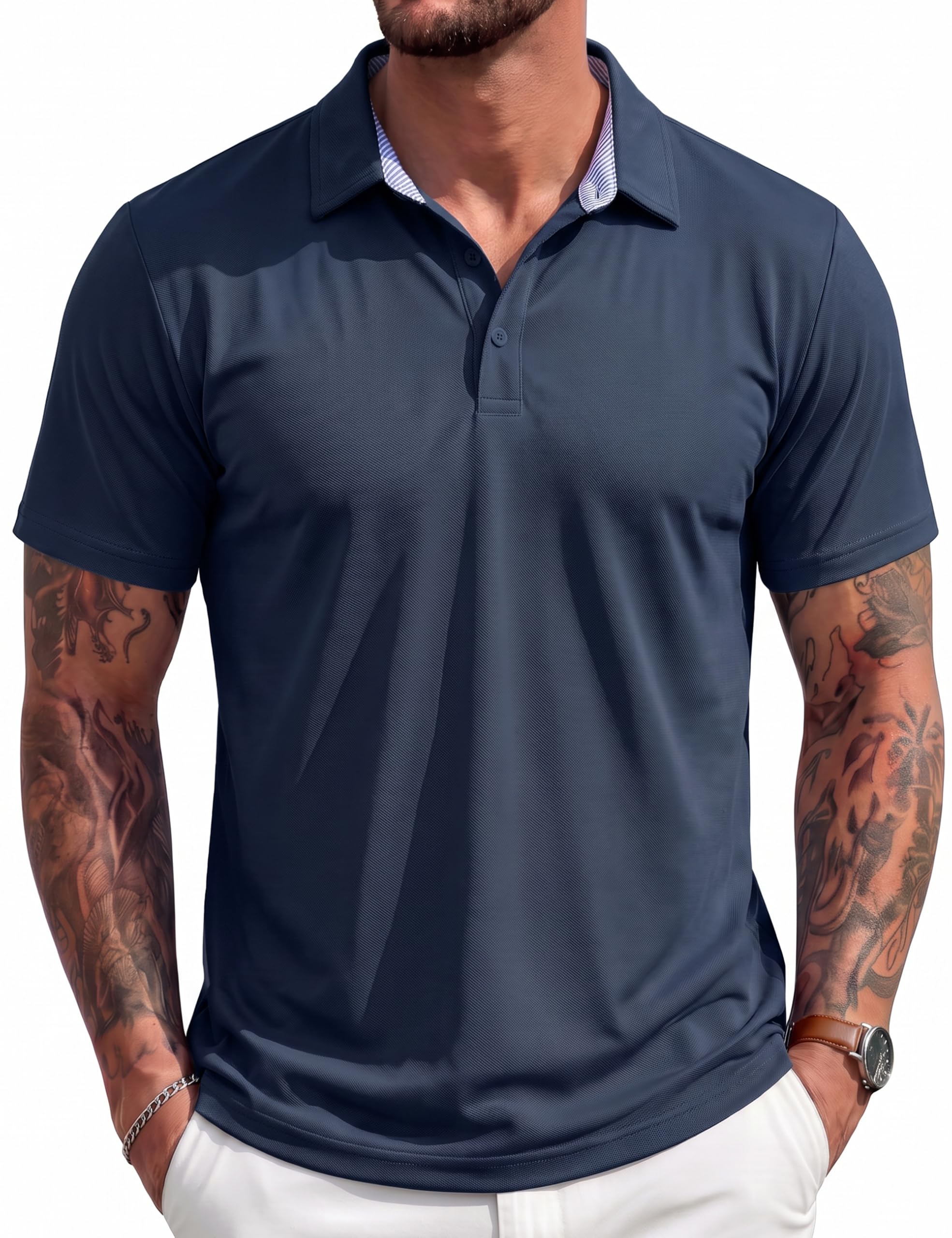MAGCOMSEN Men's Cotton Pique 3 Button Classic Fit