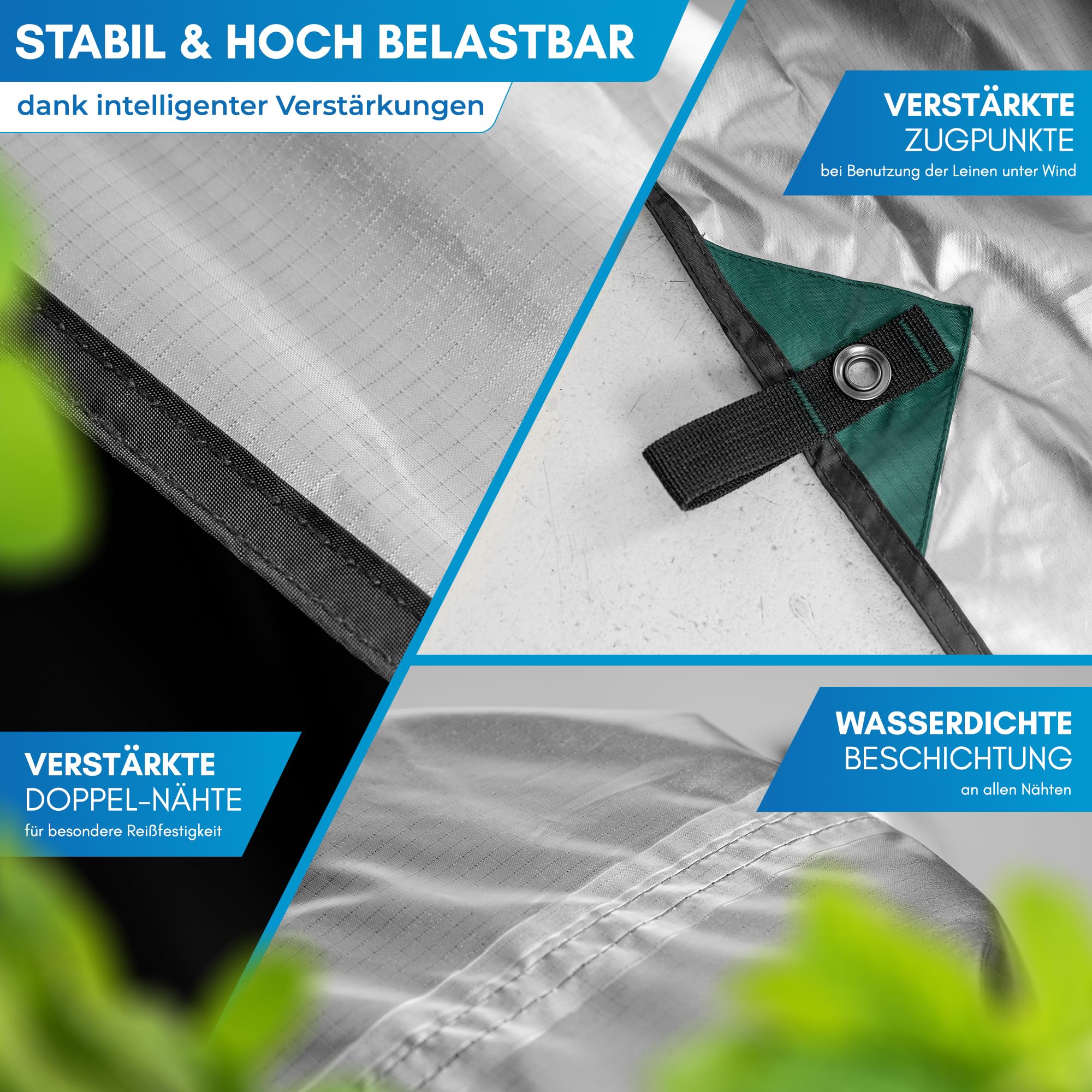 NORDMUT® Tarp 3x3/4m wasserdicht Zeltplane mit Ösen Ultraleicht für Camping Wandern