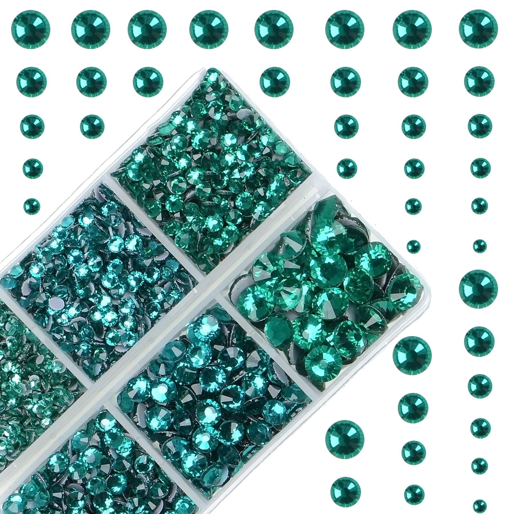 MASSIVE BEADS 4000Pcs Mixed Size Hot Fix Round Crystals Gems Glass Stones Hotfix Flat Back Rhinestones (Blue Zircon)