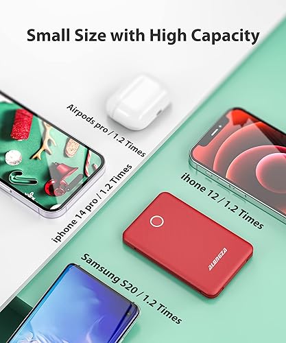 Miniatura 4 de Alongza Paquete de 2 baterías pequeñas integradas para cables de energía cargadores portátiles ligeros externos para teléfono celular paquete de