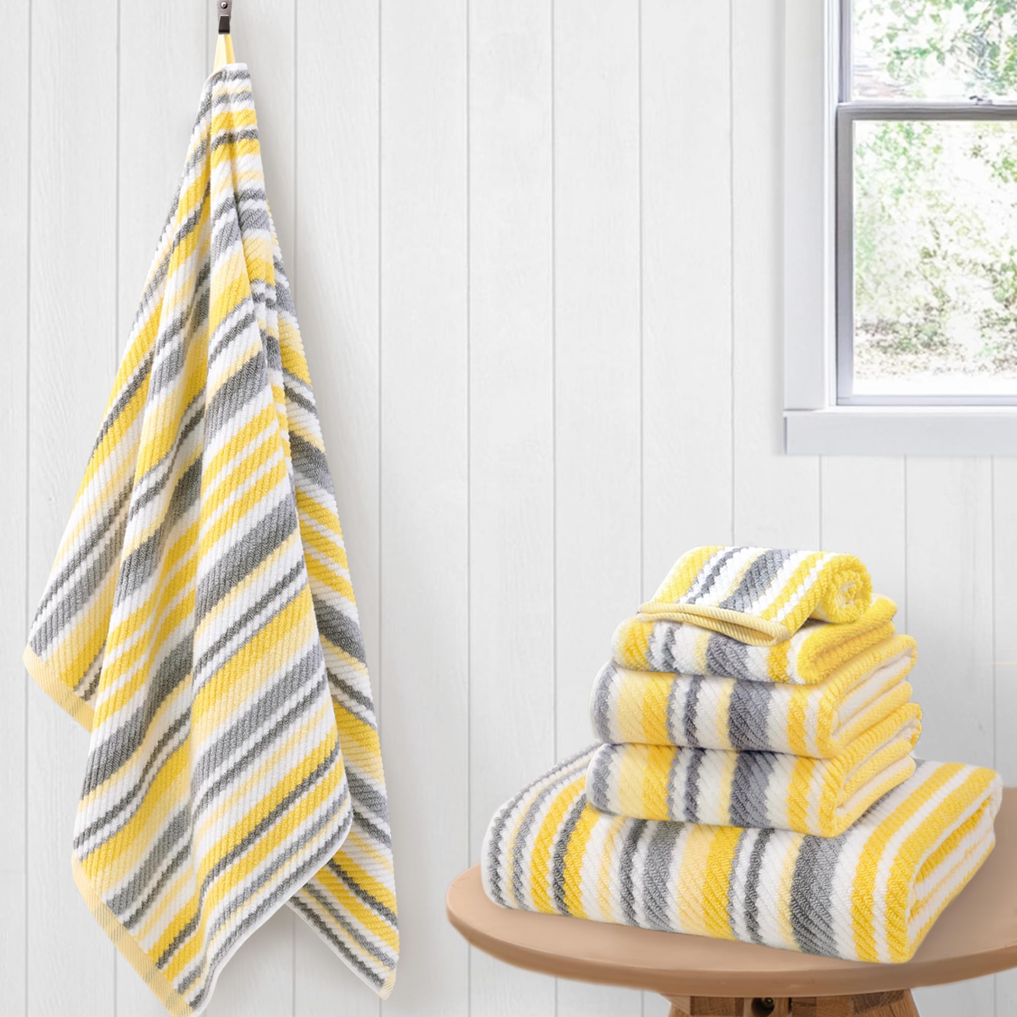 VOOVA & MOVAS Gray Beige Bath Towel Set - Soft & Absorbent -25