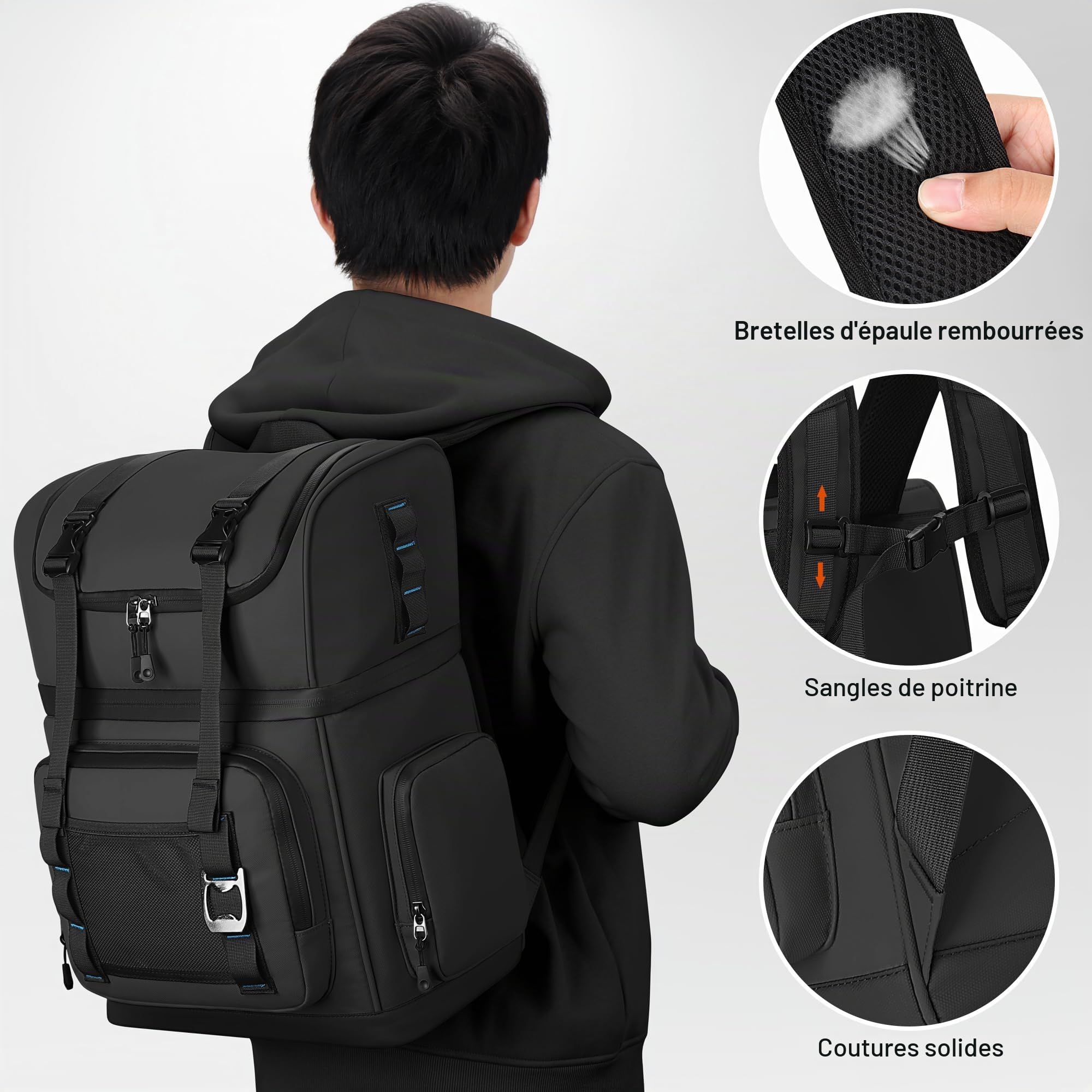 Grand Sac à Dos Isotherme, Sac à Dos Glaciere Double Épaisseur Imperméable,Sac de Pique-Nique Isotherme et Anti-fuites pour Homme & Femme