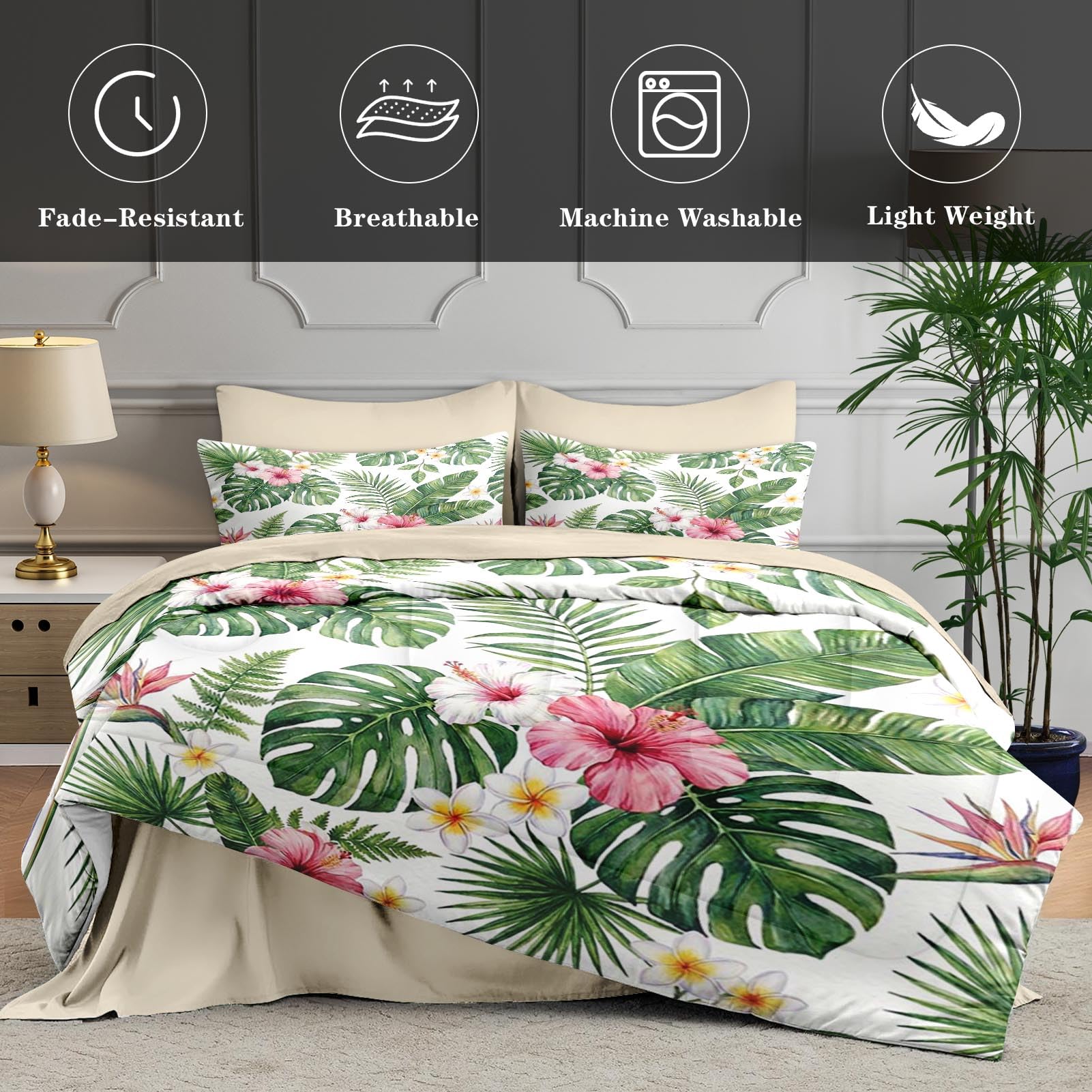 WeCozy Tropical Floral Comforter Set - Queen -5 WeCozy Tropical Floral Comforter Set - Queen -5