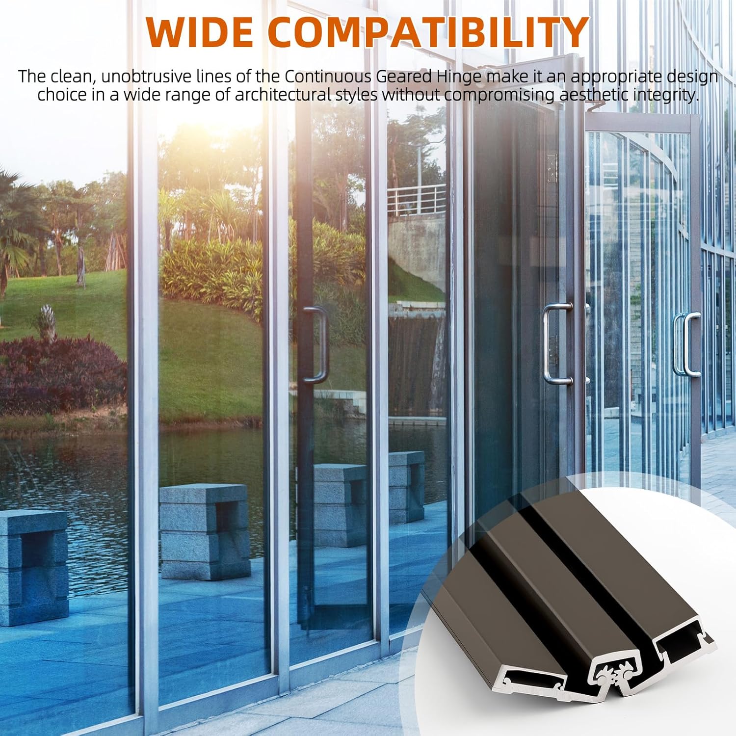 MorningRo 1 Pcs 83" Heavy Duty Continuous Hinge Y, Full Surface Anodized Aluminum Continuous Geared Hinge Center Pivot Tamperproof for Repairing Storefront Door Installations Door (Dark Bronze)