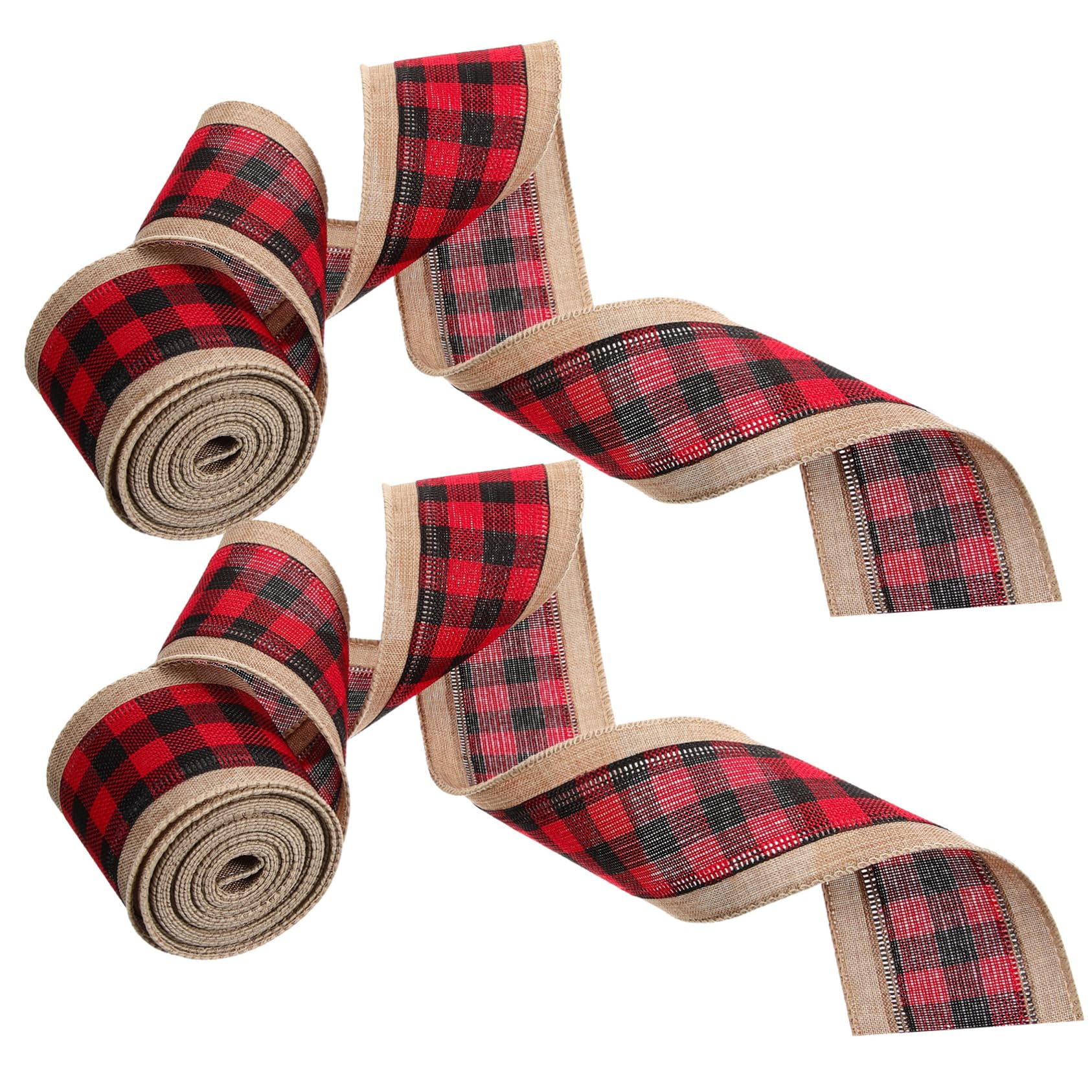 Lurrose 8 Stk Weihnachtsband Blumenstrauß Verpackungsband schwarz-weiß kariertes Geschenkband Juteband ribbon bandfeile Weihnachtsdekorationszubehör DIY Bastelband Baumwolle rot