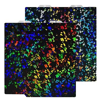 184x184mm PEF+PEY Build Plate for A1 Mini, Rainbow Confetti PEF+Galaxy PEY Spring Steel Plate Print Bed for 3D Printer