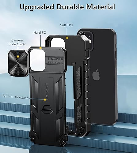 Miniatura 6 de FNTCASE Funda para iPhone 12 iPhone 12 Pro, protección a prueba de golpes de grado militar con soporte y carcasa de TPU resistente con textura mate