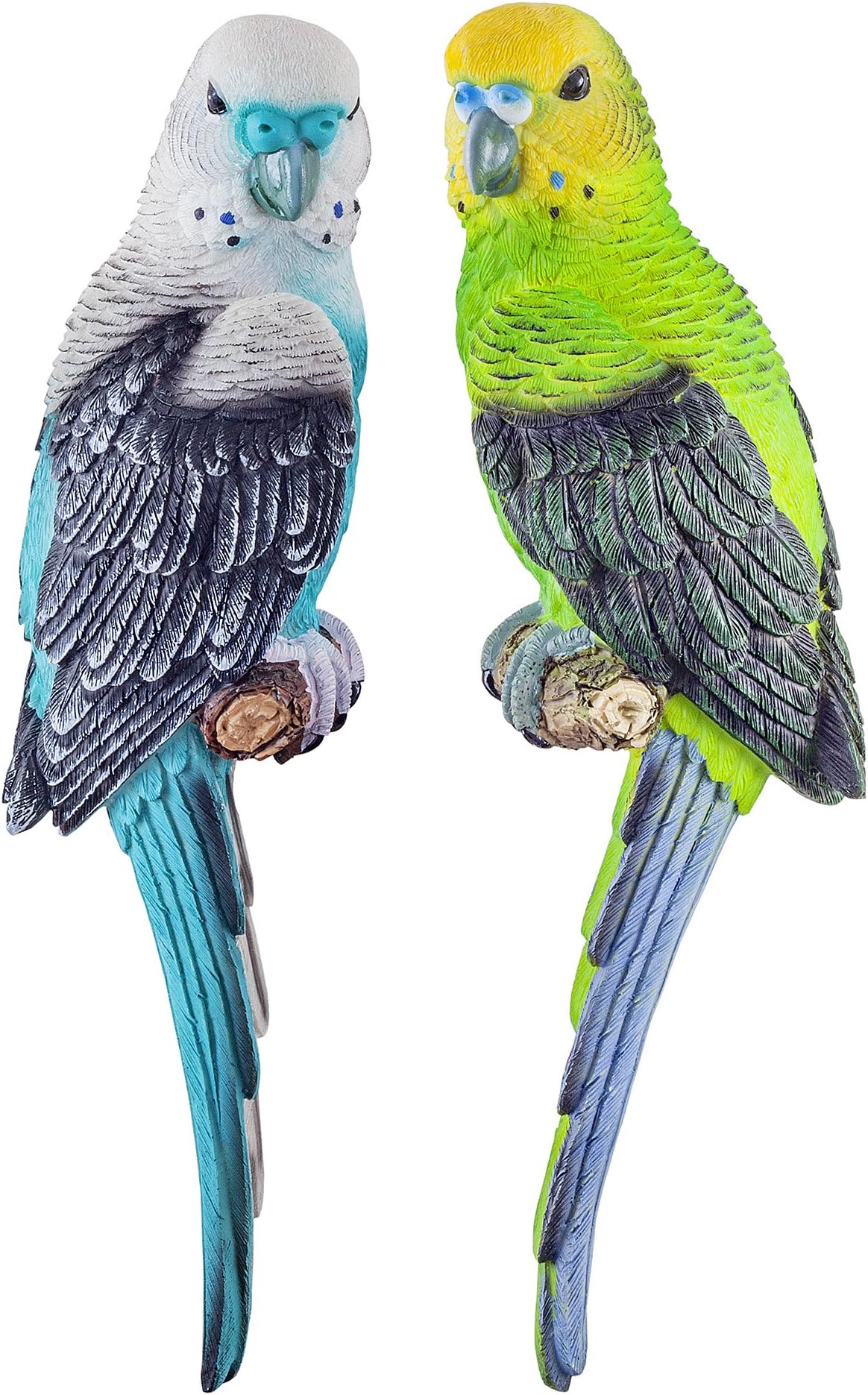 31cm Polyresin Parakeet Bird Wall-mountable Garden Ornaments (Set of 2)