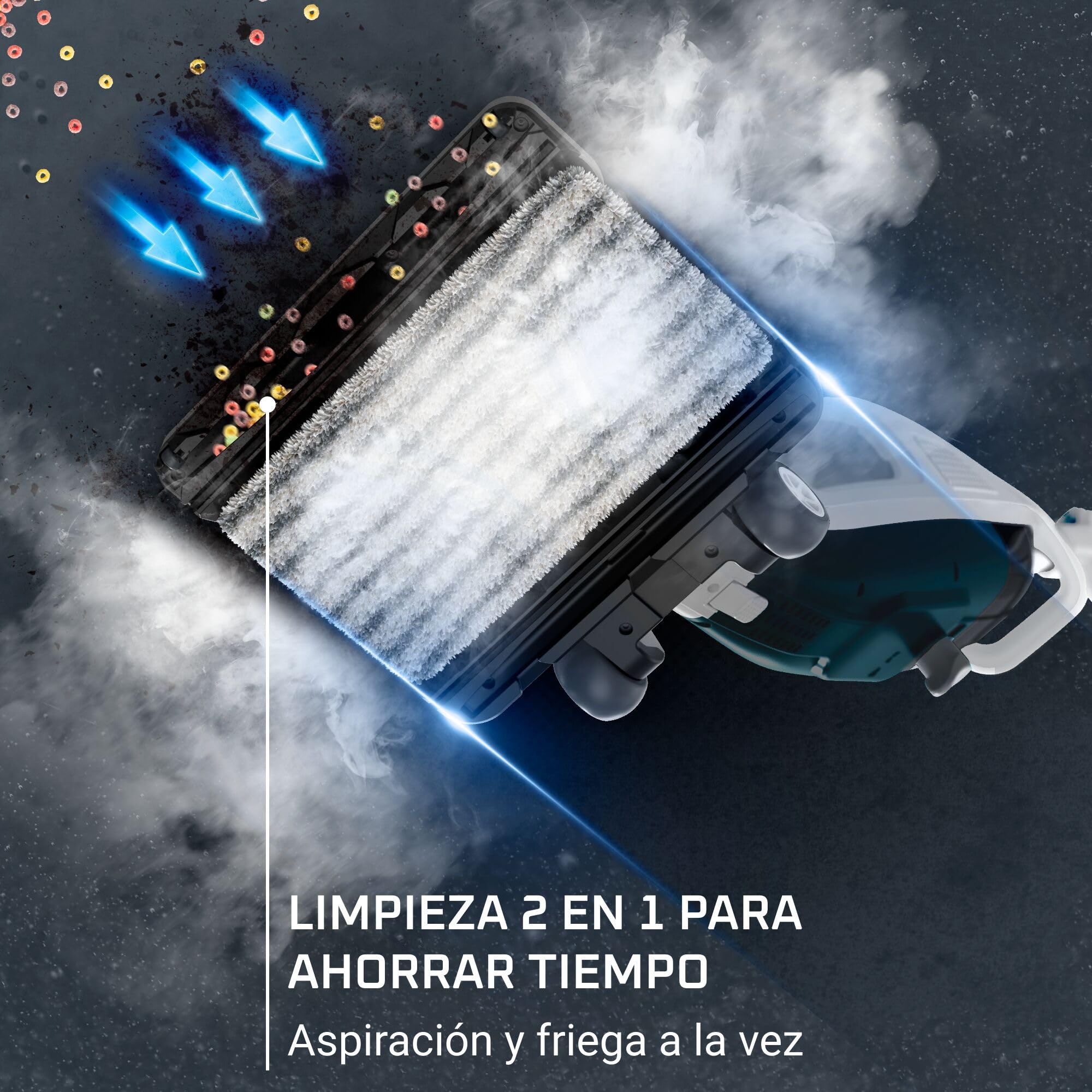 Rowenta Clean&Steam Revolution-Aspiradora a vapor,1500W potencia, aspira y vaporiza,eficacia de una sola pasada,elimina el 99,9 % de los gérmenes, suelos duros y moquetas,filtro antical,RY7757