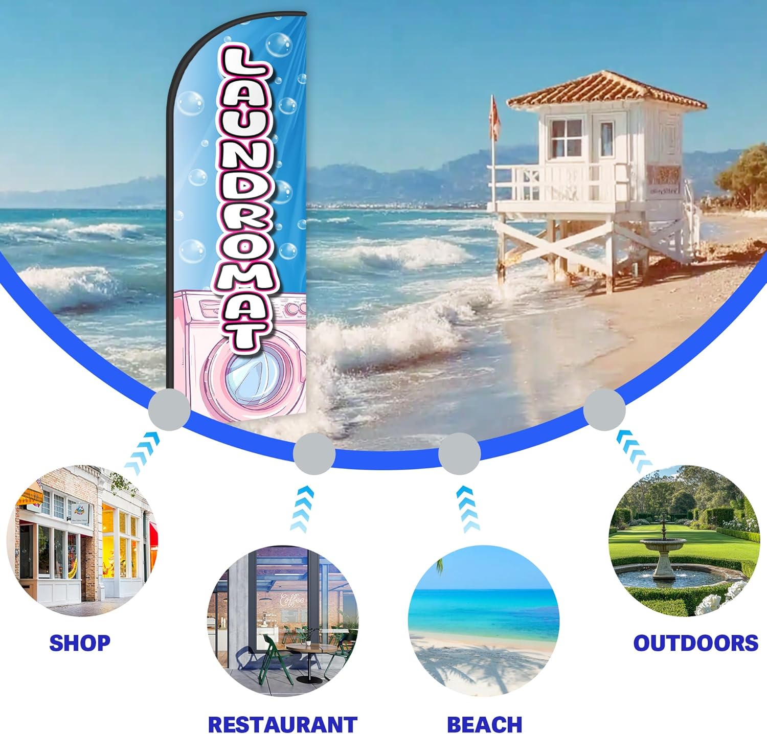 Laundromat Feather Flag for Business Advertising 6 FT Swooper Flag for Storefronts Retailers Shops Food Trucks Events and Fairs (Flagpole Not Included) - Image 3