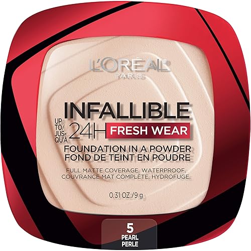 L'Oreal Paris Infallible Fresh Wear Foundation in a Powder, Up to 24H Wear, Pearl, 0.31 oz.