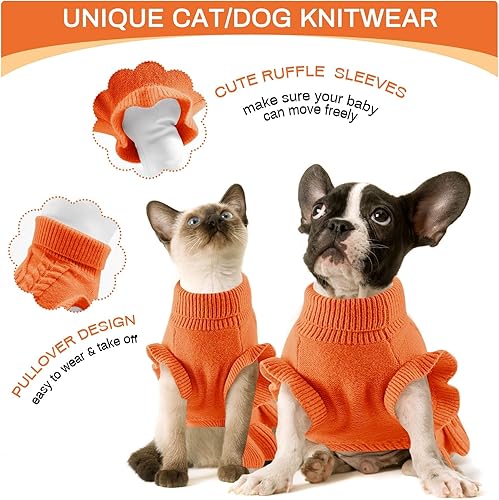 Miniatura 5 de ALAGIRLS Suéter de invierno con cuello alto para perros medianos, ropa gruesa para mascotas, suéter feo de Halloween, Navidad, vacaciones, ropa para