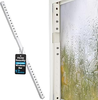 Adjustable Window Security Bar, Sliding Door Safety Lock, Sliding Glass Door Security Bar & Child Safety Lock, Works Great with Window Alarms for Home Protection – Extra Long – (1 Device)