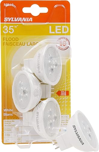 SYLVANIA MR16 Bombilla LED de inundación y puntual 5 W equivalente a 35 W no regulable 350 lúmenes 3000 K blanco paquete de 3 79129