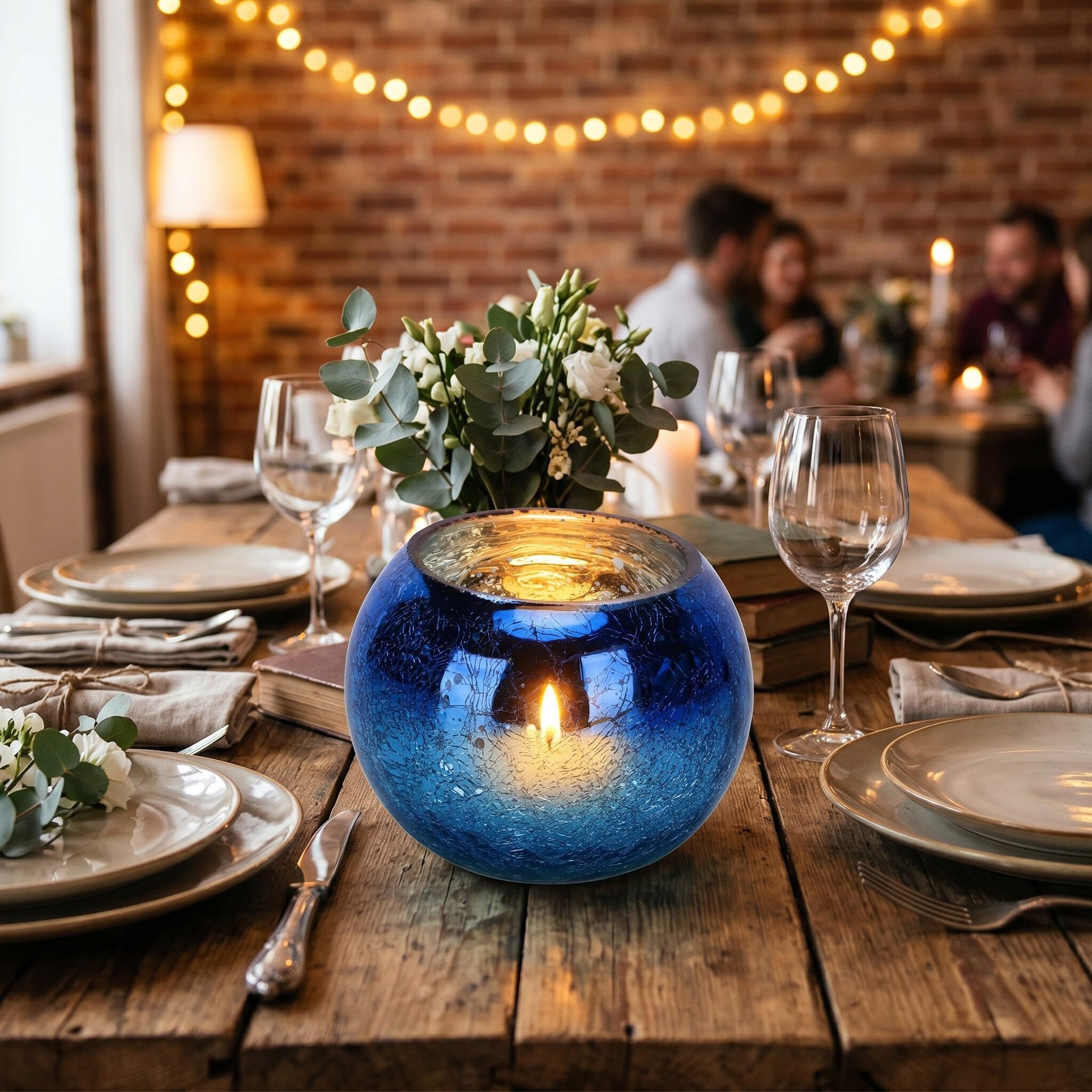 Portacandele in Vetro Decorativo, Sfumatura Blu, per Candele Votive, Matrimoni, Chiesa, Camera da Letto, Decorazione Tavola, Feste di Compleanno