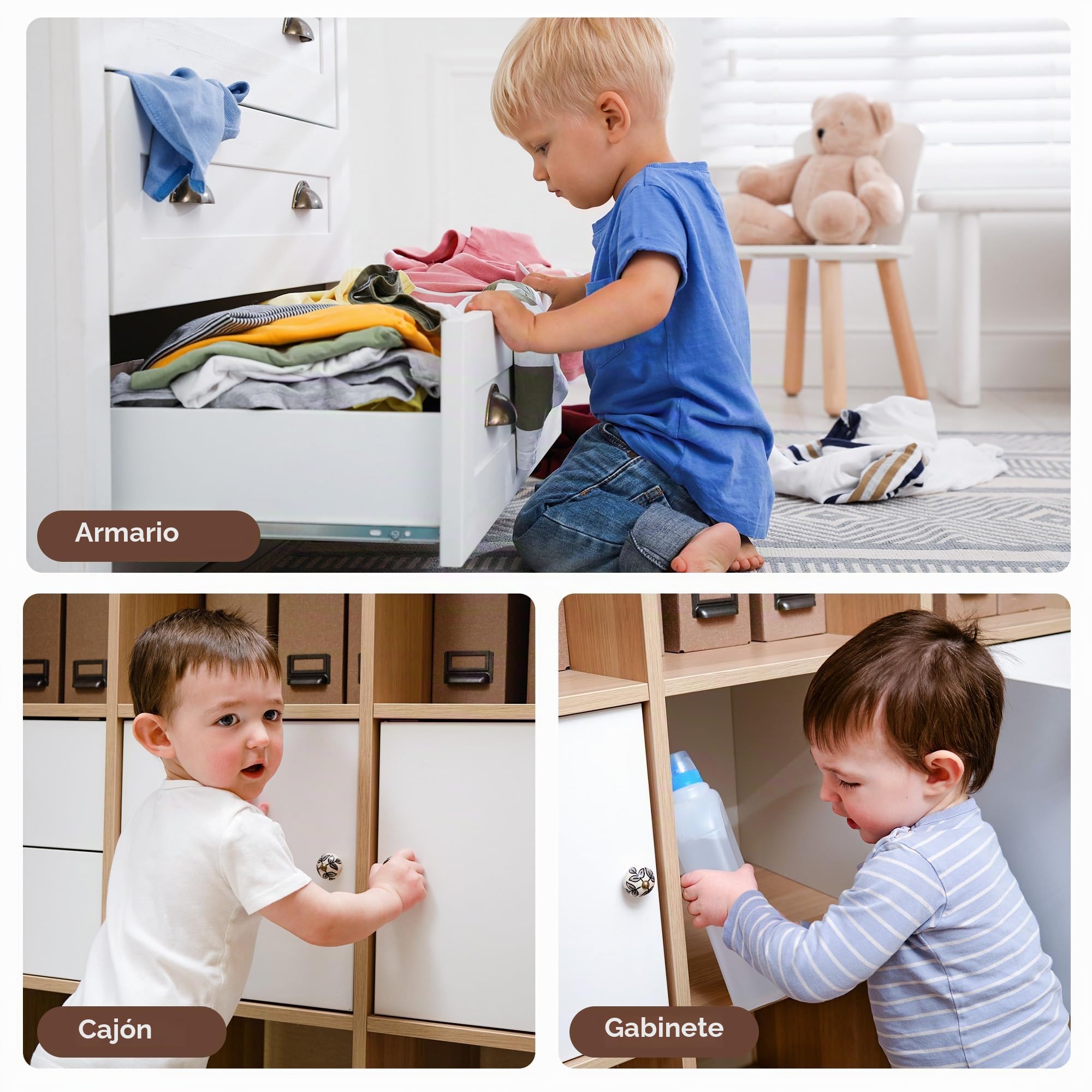 Vortix Cierre Seguridad Cajones Bebe (12 Cerraduras 3 Llaves) Cerradura Magnético Seguro Puertas Infantil, Adecuado Para Cajones/armarios, Instalación Sin Perforación