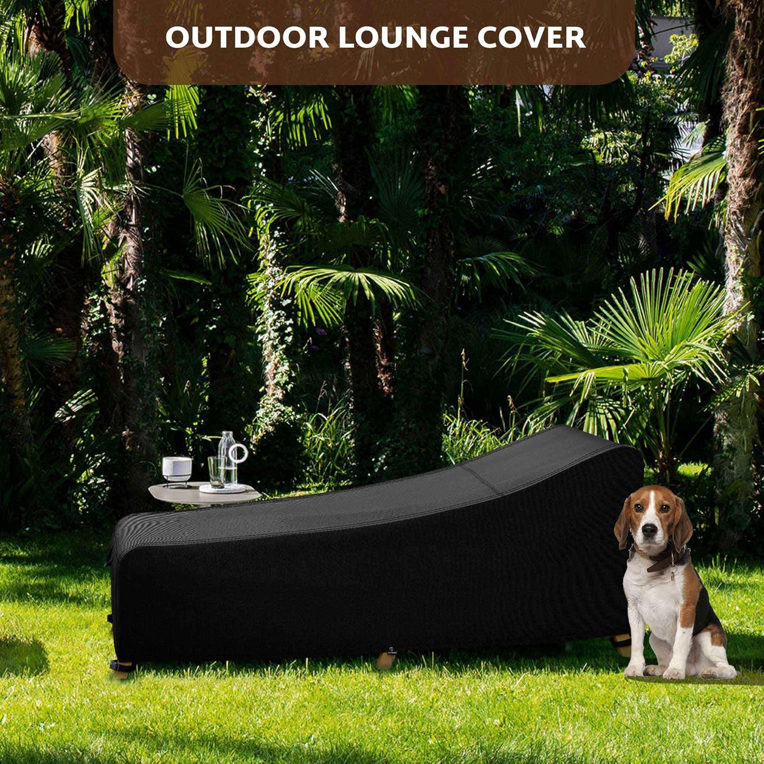 iBirdie Outdoor Lounge Chaise Chair Cover 76L x 28W x 28H inch Waterproof Patio Furniture Covers Lawn Pool Chair Cover 2 Pack Black