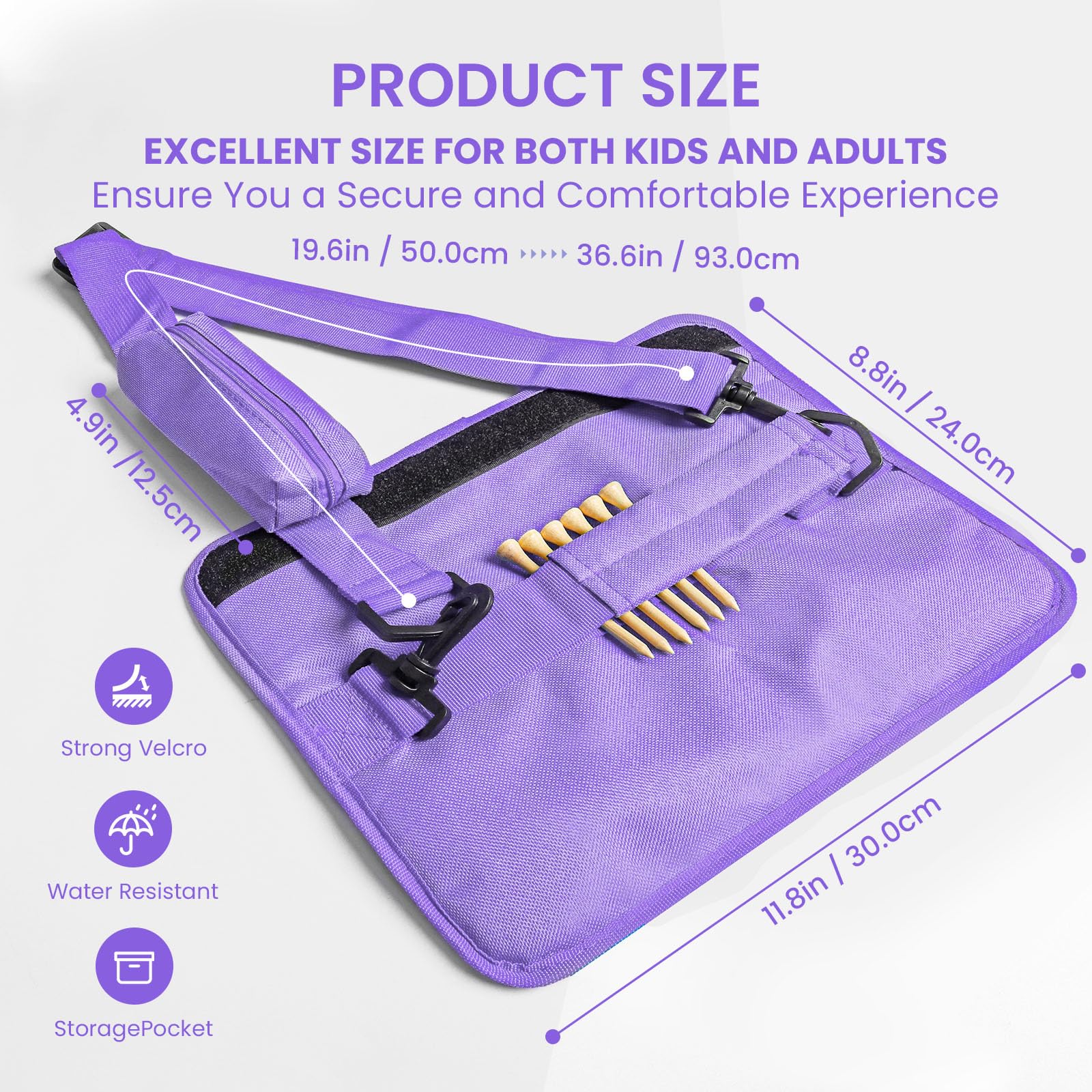 Bolsa de transporte para palos de golf con bolsillo y correa de hombro para hombres y mujeres, golfistas, ligera, plegable, duradera (morado)