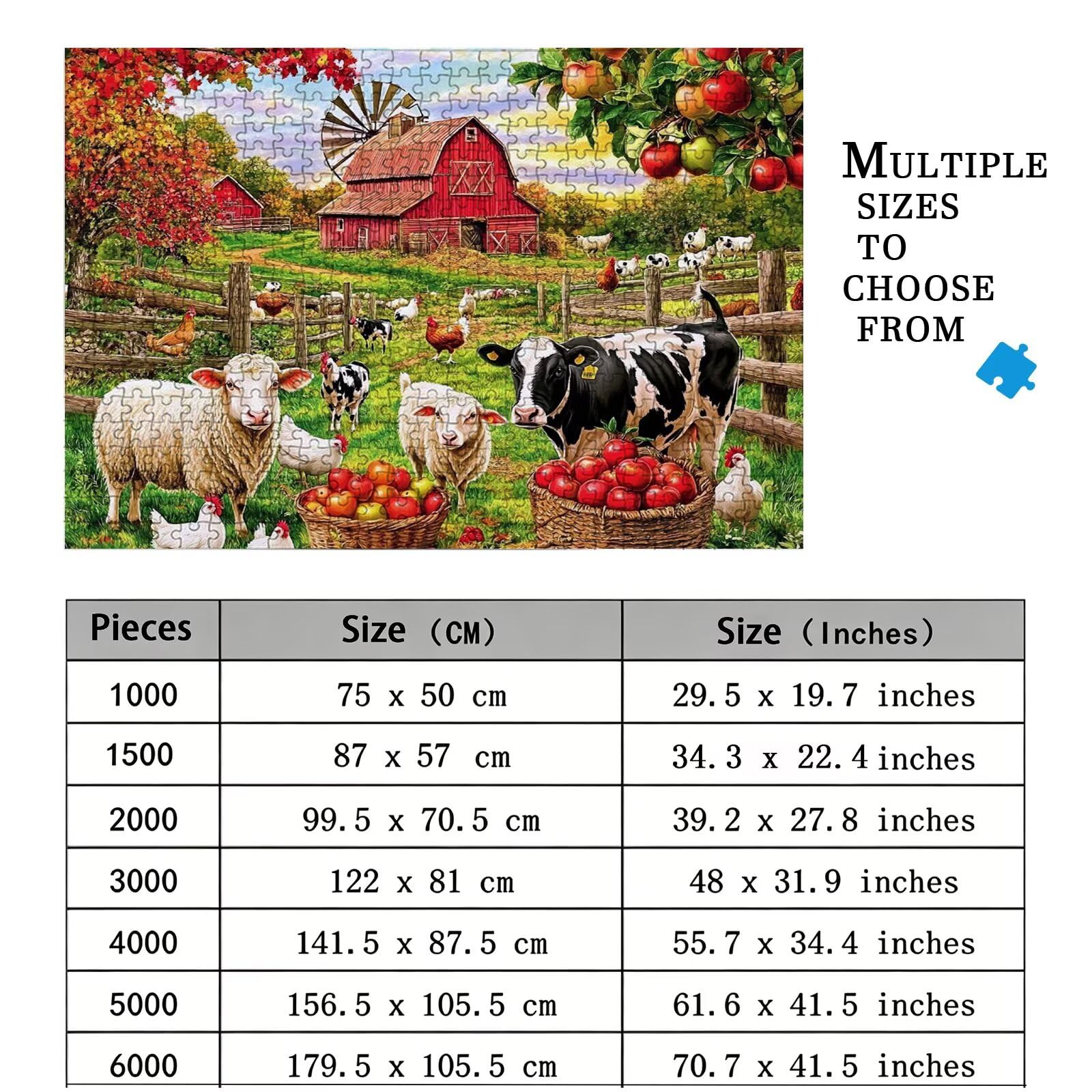 Puzzle 2000 Teile Bauernhof, Holzpuzzle Erwachsene, Klassisches Lernspiel Puzzle Tier, Impossible Jigsaw Puzzles, Wunderschönes Deko Puzzes und Geschenke, Bastelset Erwachsene 99.5 X 70.5cm 8p-664