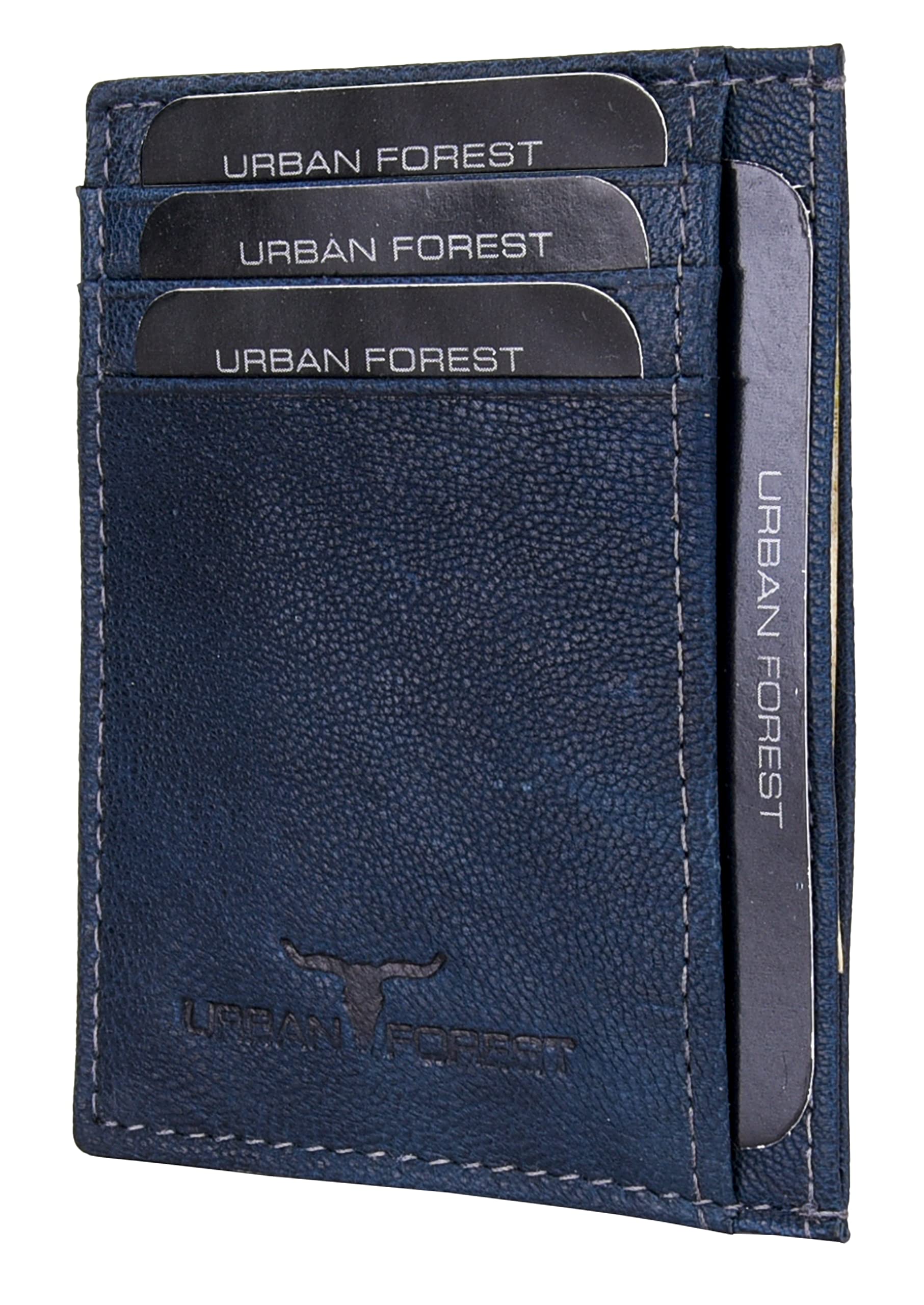 URBAN FOREST Chris Blue Leather Card Holder for Men