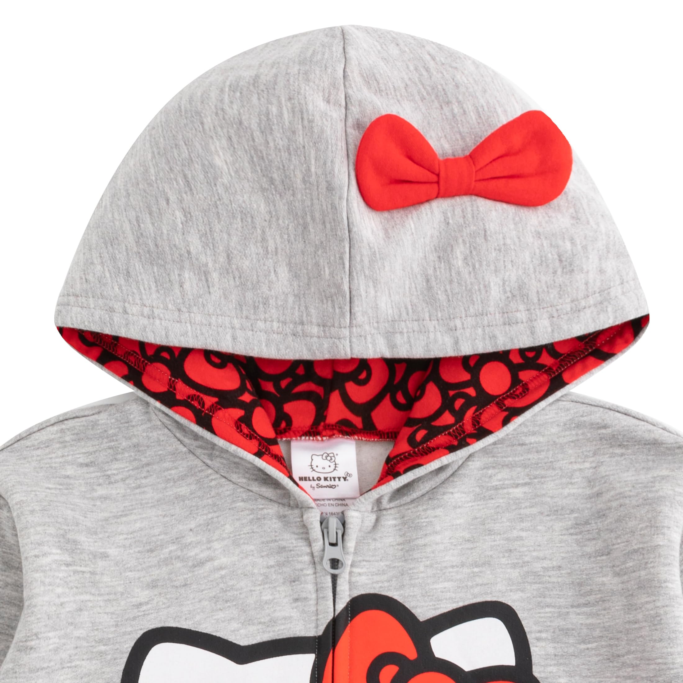 Hello Kitty Felpa con cappuccio e zip per bambini, per bambini, bambini piccoli e grandi, colore: grigio