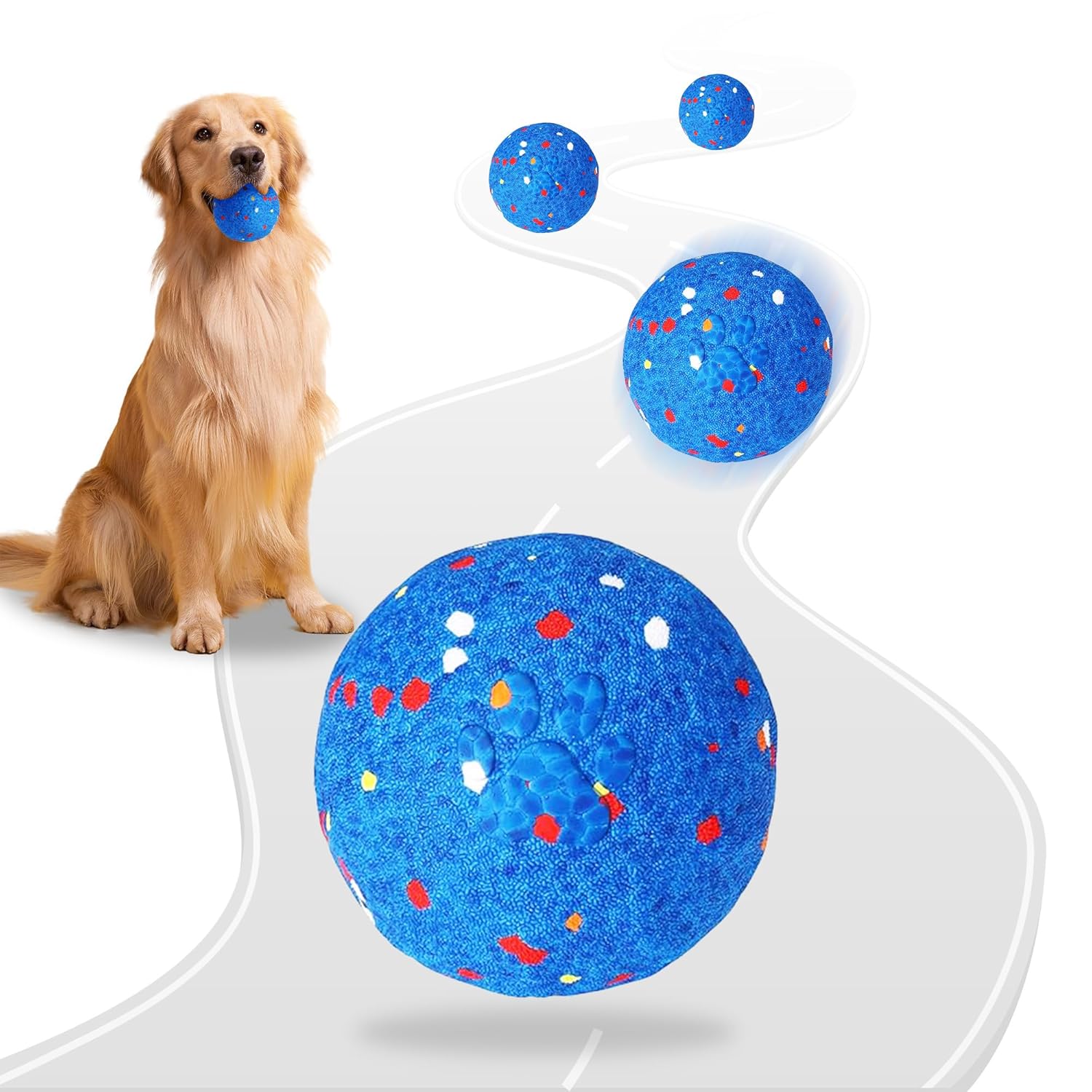 Smart Interactive Dog Toy Ball Moving Bouncing Dog Ball E-TPU Material IPX4 Waterproof Active Rolling Balls for Small