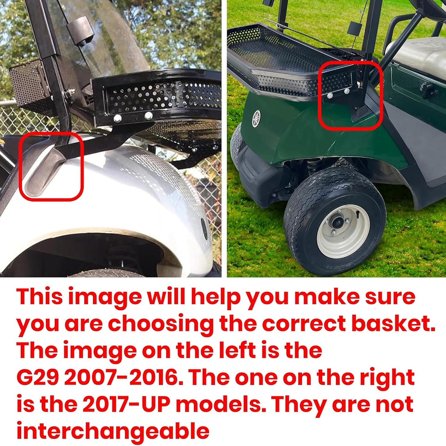 Huskey Parts Company Heavy Duty Front Clay Basket Outer Cargo Utility Basket Compatible with EZGO TXT/RXV/VALOR/S4/LIBERTY; Club Car DS/Precedent/Onward/Tempo; /Yamaha G22-G29 Golf Cart (Selective)
