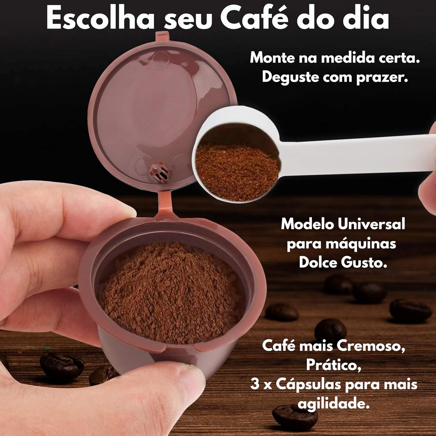 Cápsulas Reutilizável Recarregável Kit com 3 - Compatível para Cafeteiras Dolce Gusto - Filtro de café reaproveitável + Colher de Medida + Pincel de Limpeza, para uso Máquina de Café Dolce Gusto Cápsulas Reutilizável Recarregável Kit com 3 - Compatível para Cafeteiras Dolce Gusto - Filtro de café reaproveitável + Colher de Medida + Pincel de Limpeza, para uso Máquina de Café Dolce Gusto