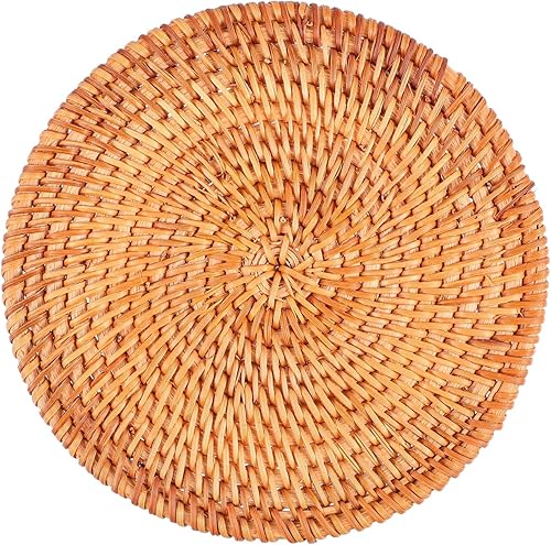 Tapete individual de ratán resistente al calor, posavasos de madera de chocolate de 5.11 pulgadas, tapete antideslizante para uso doméstico,