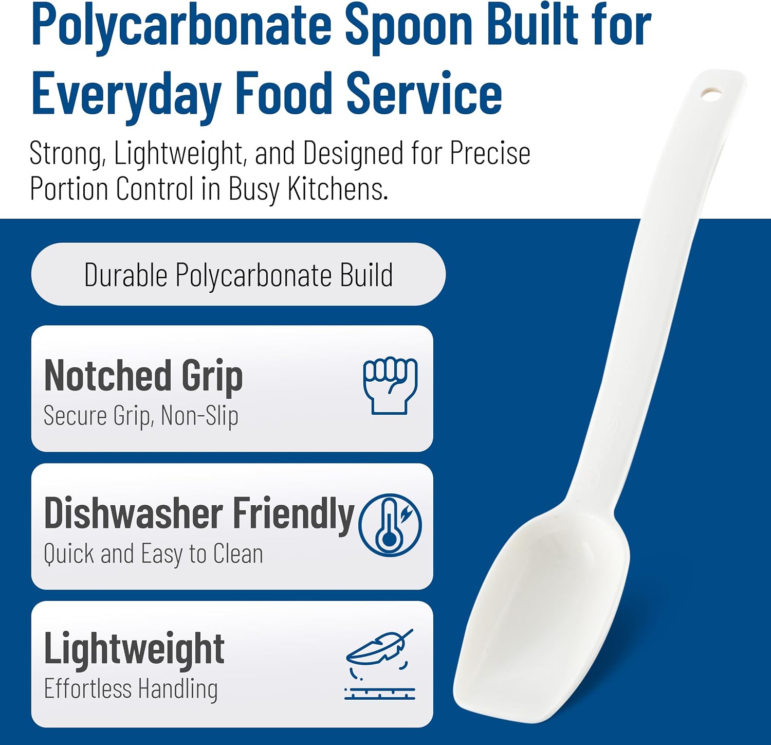 Carlisle FoodService Products Plastic Solid Spoon, 9 Inches, White
