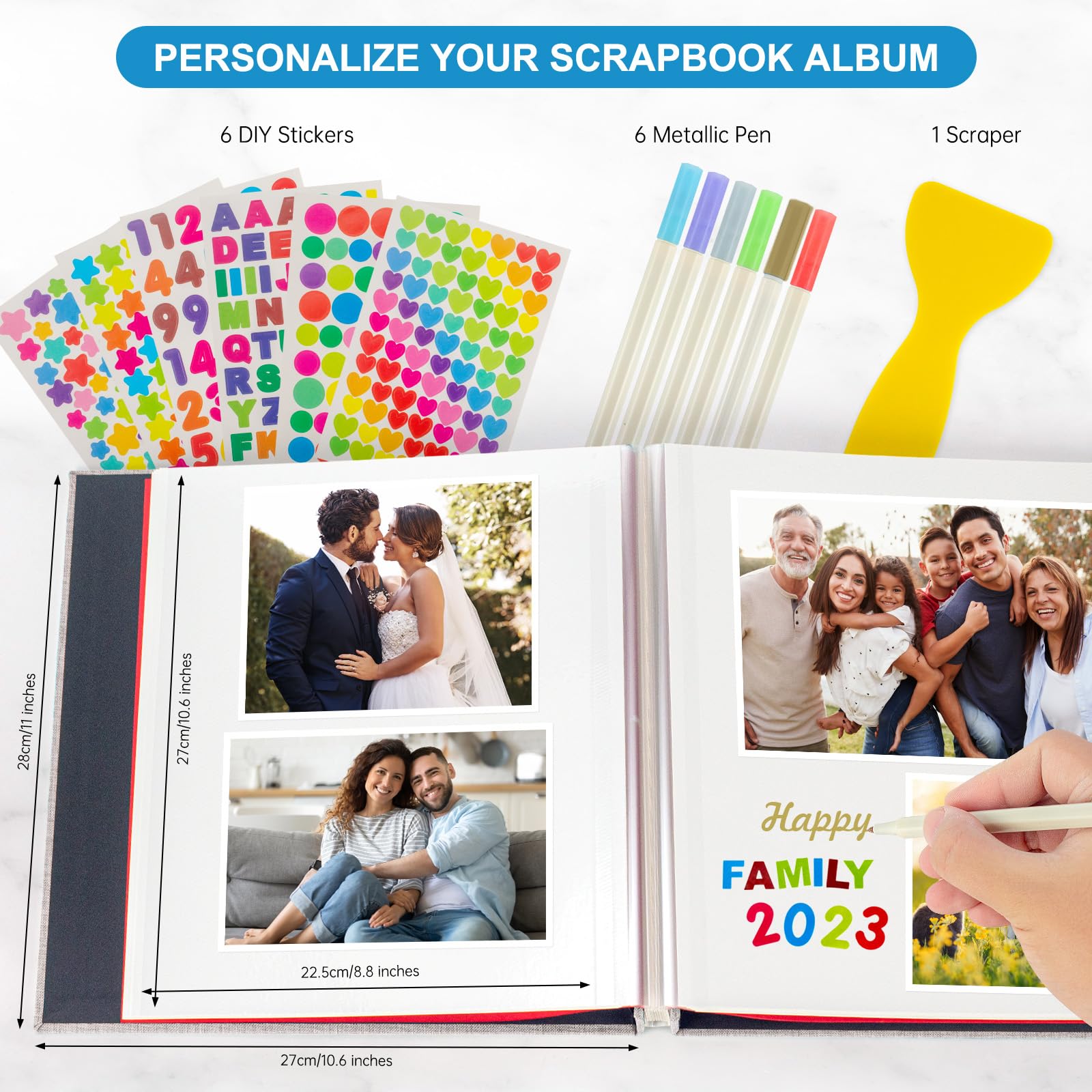 Album Photo Scrapbook DIY 40 Pages Beige Lin 28x27 Cm – Album Mariage, Livre D’Or, Souvenirs Famille, Anniversaire