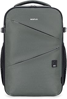 ECOHUB Handgepäck Rucksack 40x30x20 für Ryanair, Leichter Rucksack Handgepäck Flugzeug, 20L Wasserdichter Reiserucksack mit 14 Zoll Laptopfach, PET-Recycelter Travel Backpack Unter dem Sitz(Grau)