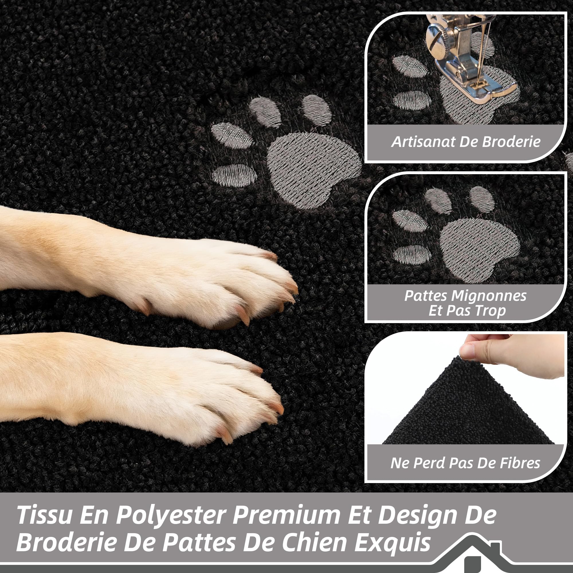 BEQHAUSE Tapis Entree Interieur, TPR Antidérapant, Noir, 90 x 150cm