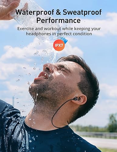 Miniatura 4 de Auriculares Bluetooth, Bluetooth 5.2 estéreo aptX, auriculares inalámbricos con banda magnética para el cuello IPX7, impermeable, con micrófono