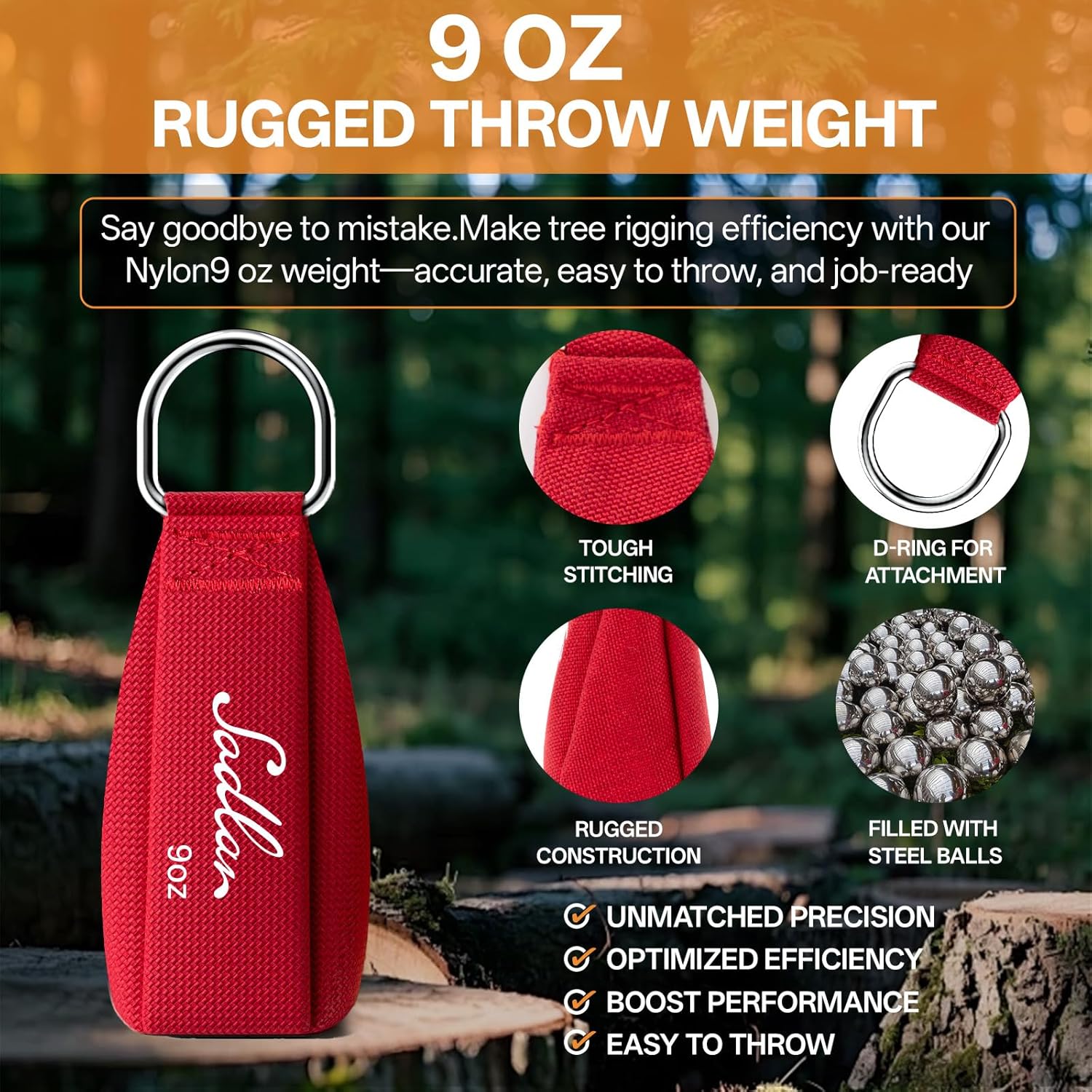 Arborist Throw Line Kit - Ultra Slick 166ft Polyester Rope with 9Oz Weight Throw Bag Low High Limb Throwing Adults Forestry Tree Trimming Cutting GEA