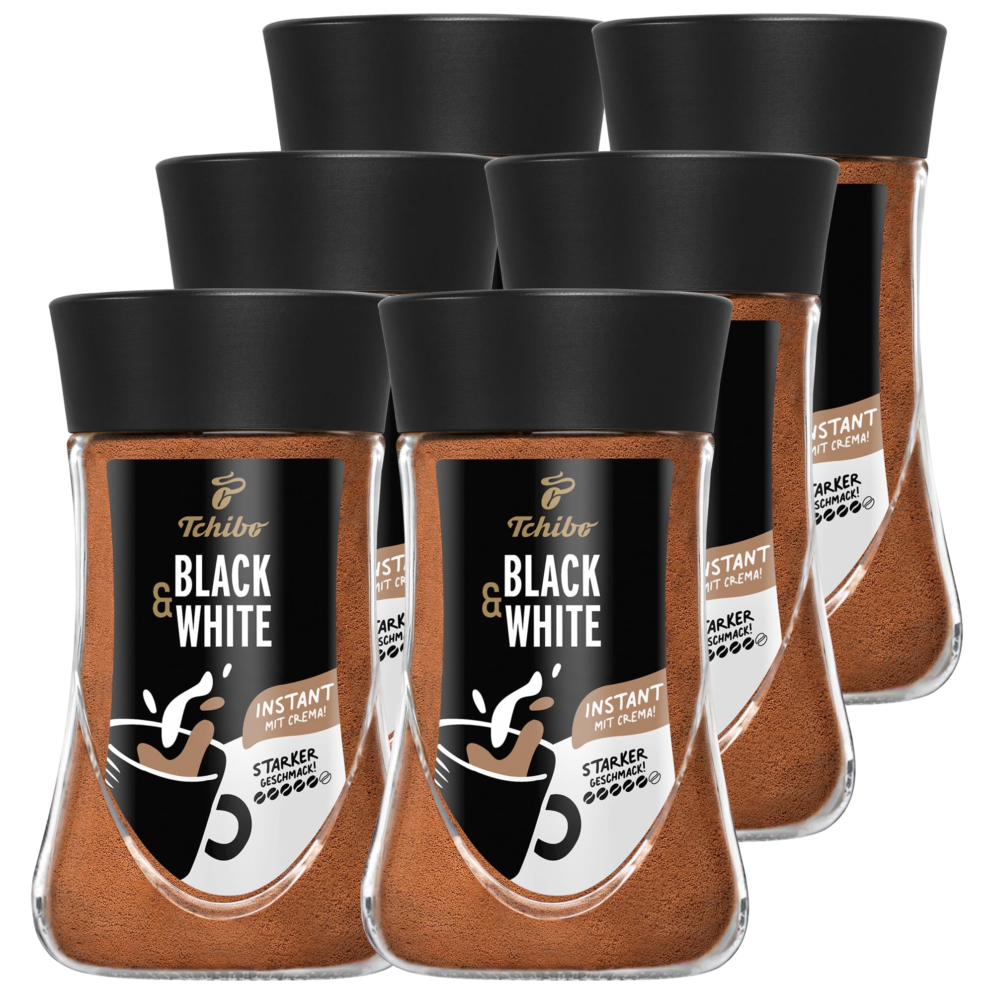 Tchibo Black&White Maksimum pakiet do kawy rozpuszczalnej 1080 g – 6 x 180 g, rozpuszczalna kawa ziarnista, zawierająca kofeinę