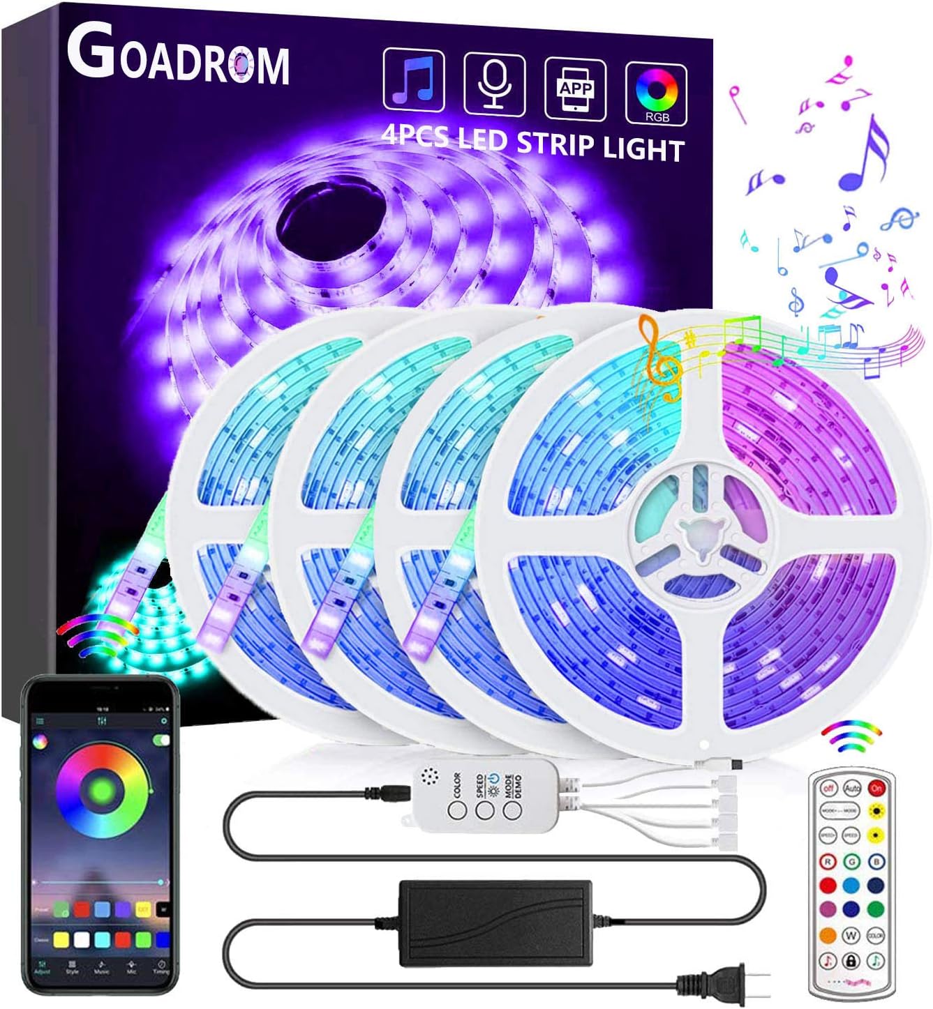 Led Strip Lights, 65.6ft SMD 5050 RGB Led Lights for Bedroom, APP Control Music Sync Color Changing Led Light Strips Led Strip Lights with Remote for TV, Bedroom, and Home Decoration