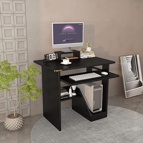 Miniatura 7 de Escritorio de computadora para juegos de 30 pulgadas con bandeja para teclado, soporte para monitor, estantes de almacenamiento, soporte para CPU,