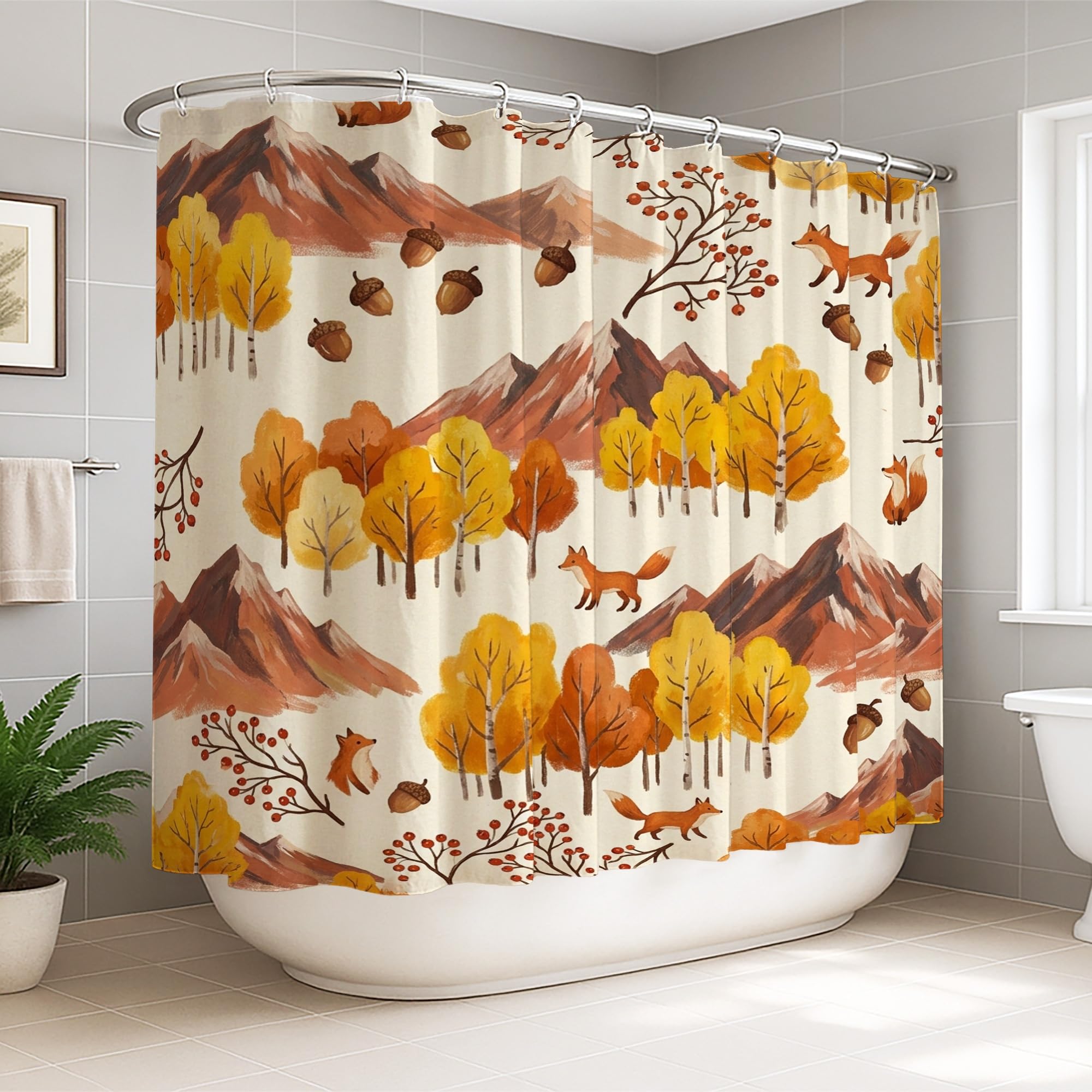 Rideau de douche renards orange pour la décoration d'un appartement
