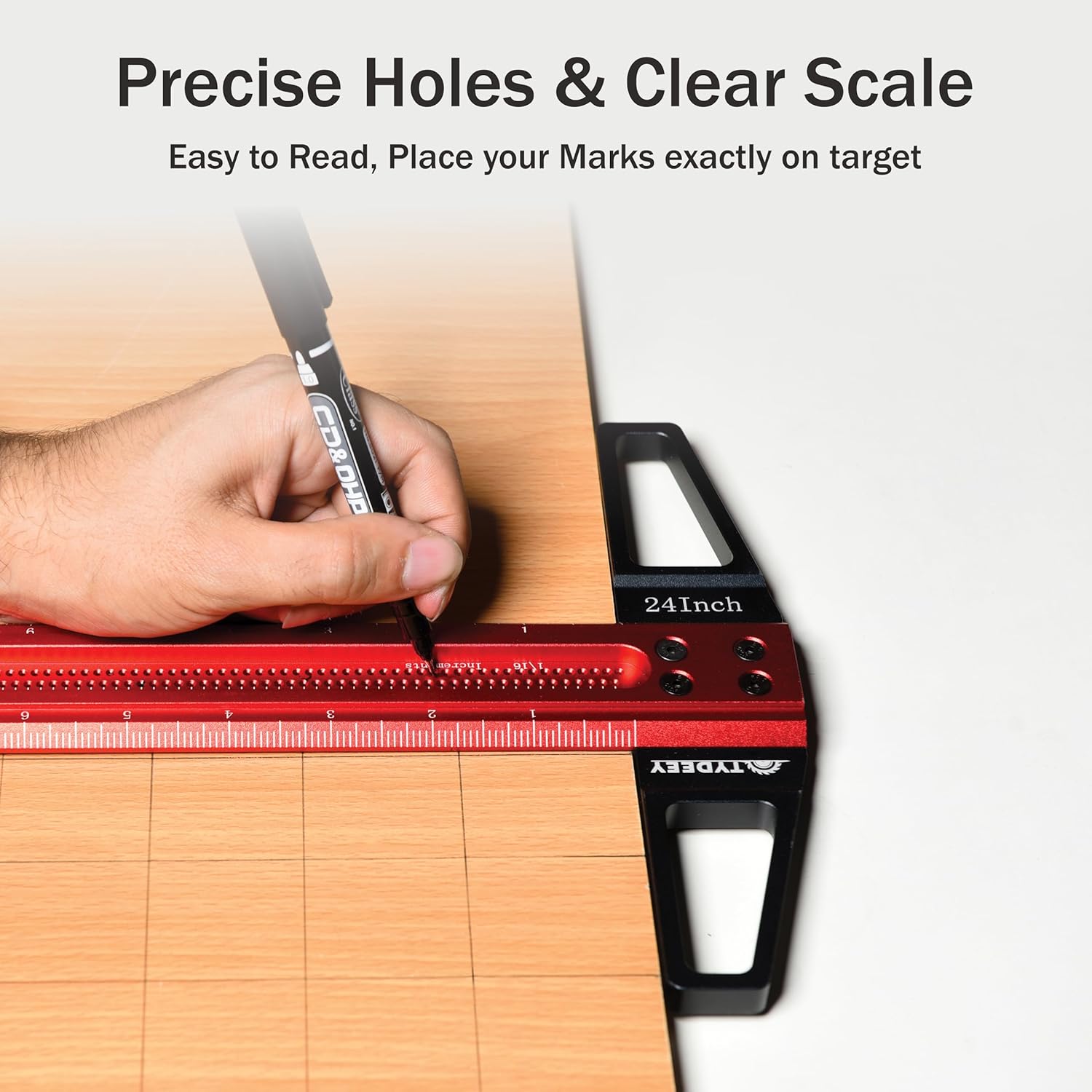 12, 24, 31, 39 in Ultra-Precision Woodworking Scriber T-Square Ruler 24 in Measuring and Layout Tool, T Type Wood Aluminum Square Rulers for Architect and Carpenter Work