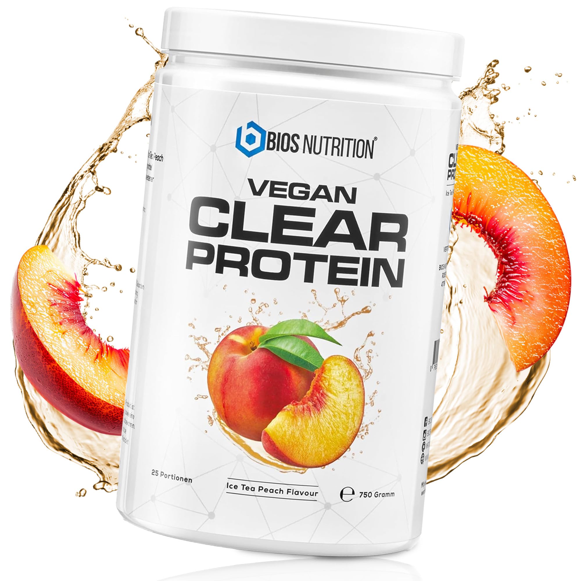 Clear Vegan Protein ICE TEA PÊCHE 750gr - shake incroyablement délicieux & rafraîchissant - Clear Whey Protein Alternative avec hydrolysat de protéines de pois de haute qualité - BIOS Nutrition