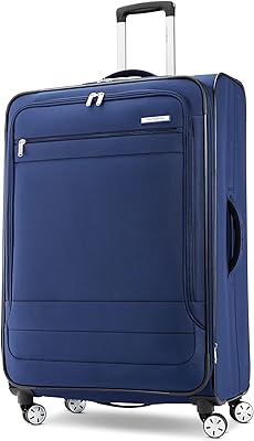 Samsonite Aspire DLX Softside Expandable Luggage with Spinner Wheels, Checked-Medium 25-Inch, Blue Depth