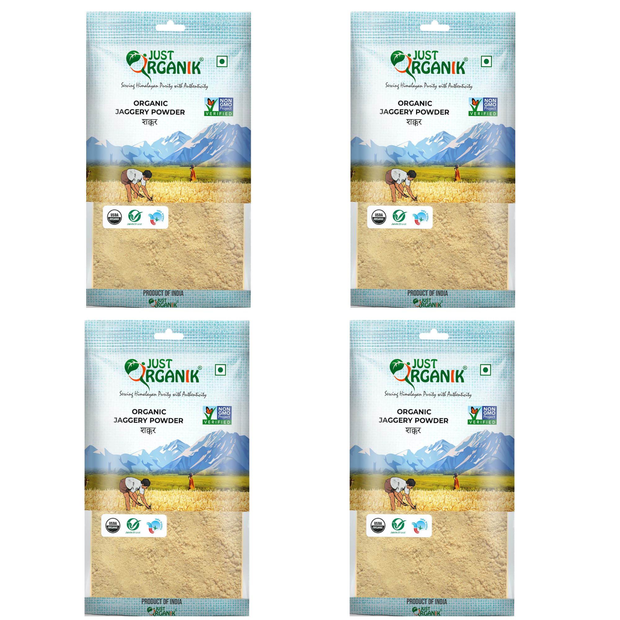 JUST ORGANIK - Organic Jaggery Powder - 2kg (4 x 500g)| 100% Organic | Pack of 4 | Chemical Free & Pesticides Free | Best Substitute for Sugar | USDA Certified | Gur |Gur Powder | Shakkar Powder | Organic sugarcane juice | Healthy sugar substitute |  (B0965FVGKZ) Amazon Price History, Amazon Price Tracker